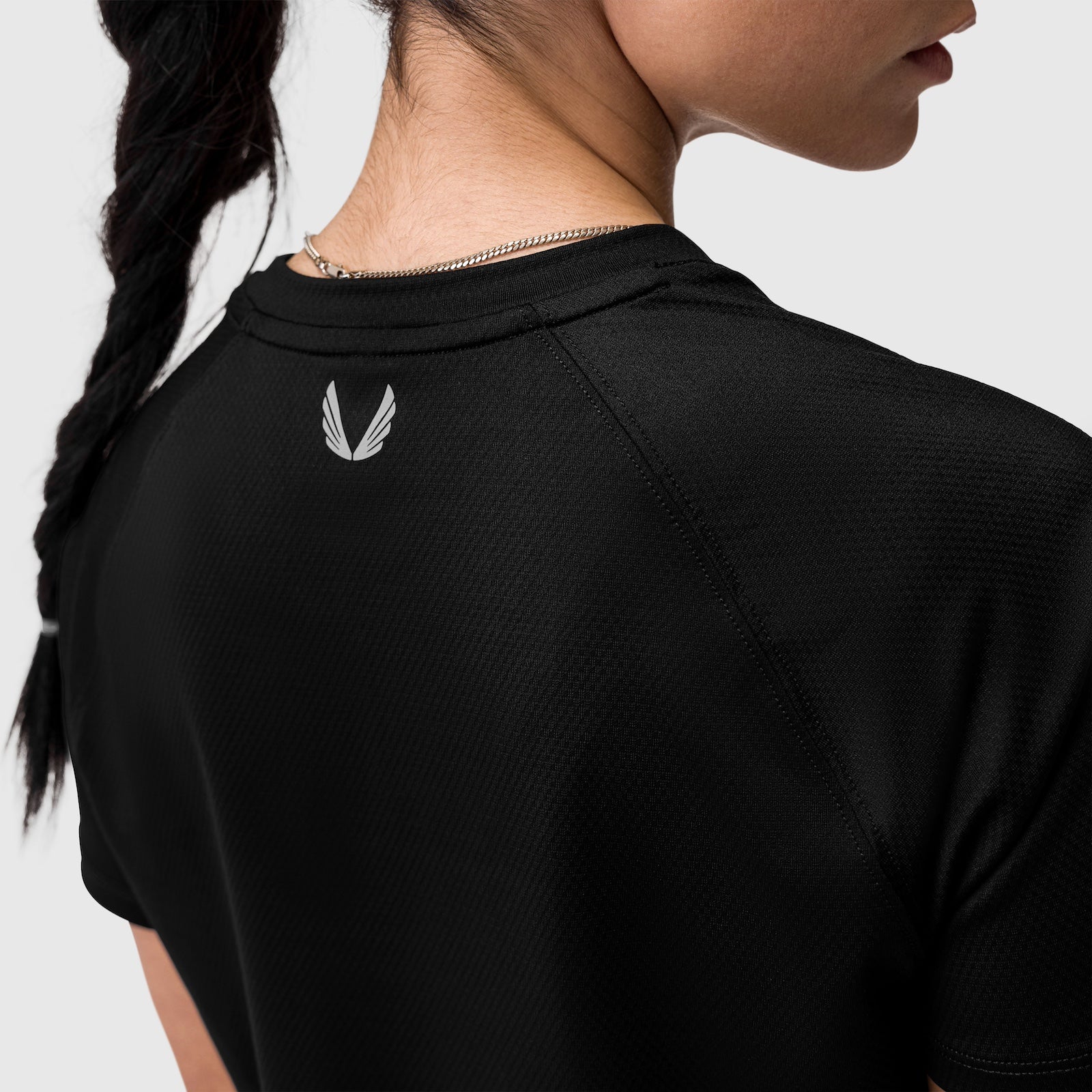 W018. AeroSilver® Cropped Tee Black "ASRV" | ASRV for sale