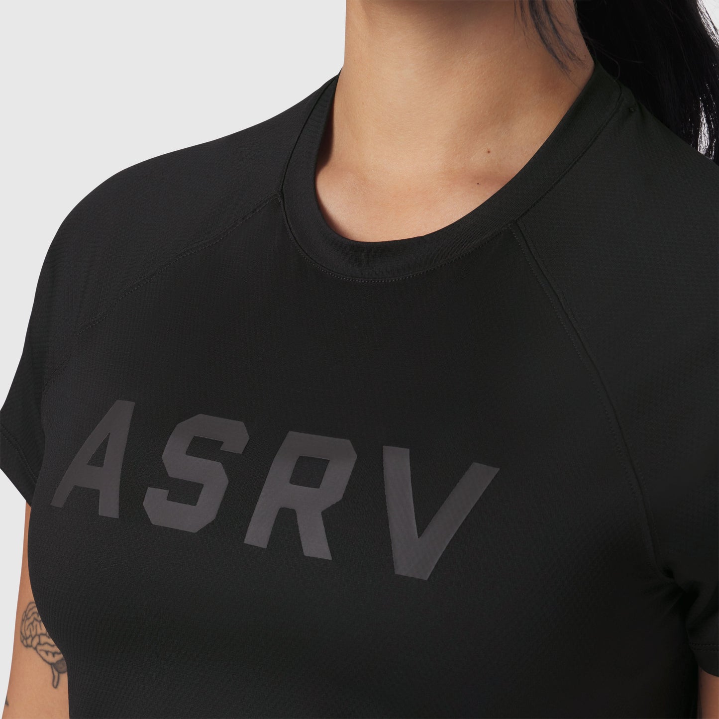 W018. AeroSilver® Cropped Tee Black "ASRV" | ASRV for sale
