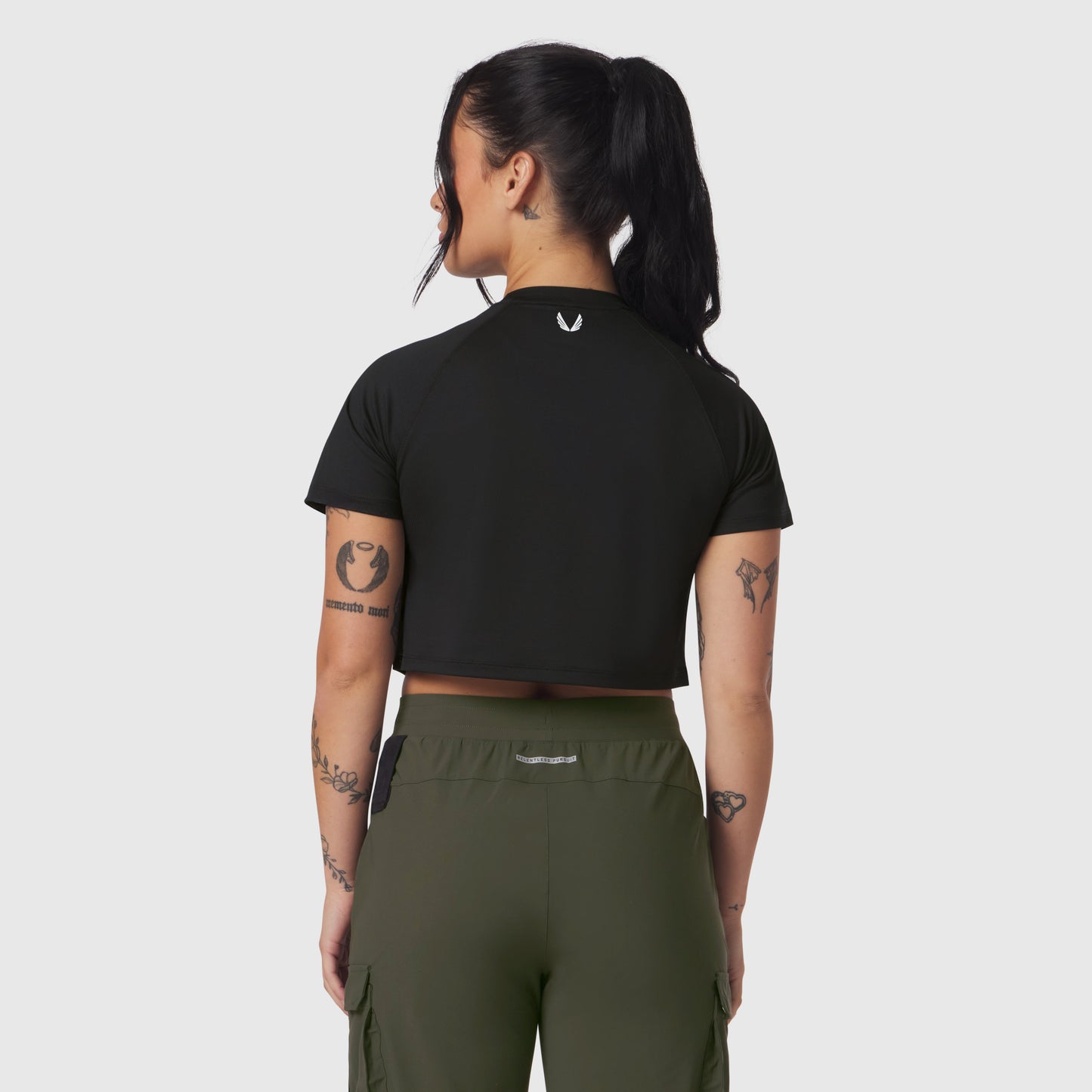 W018. AeroSilver® Cropped Tee Black "ASRV" | ASRV for sale