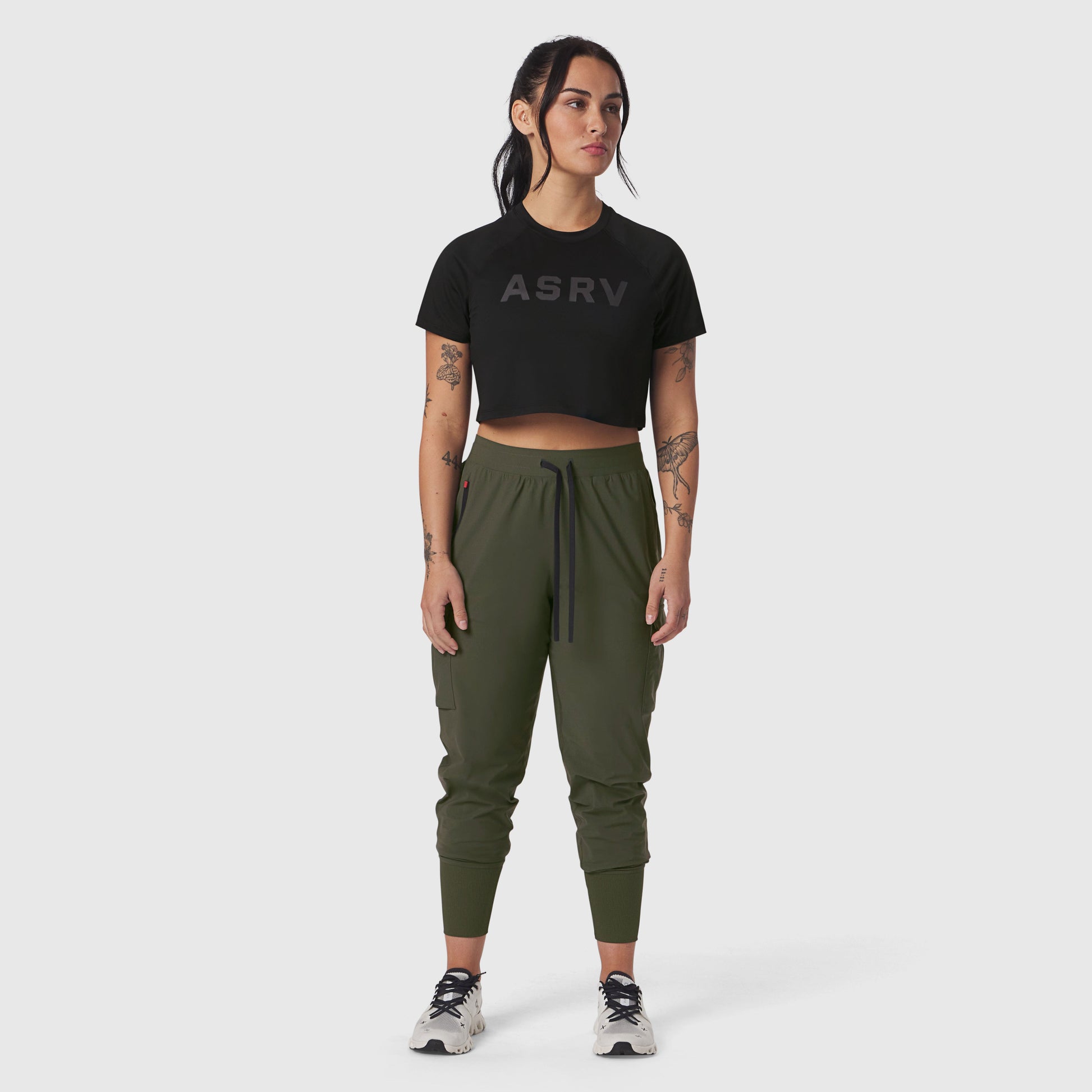 W018. AeroSilver® Cropped Tee Black "ASRV" | ASRV for sale