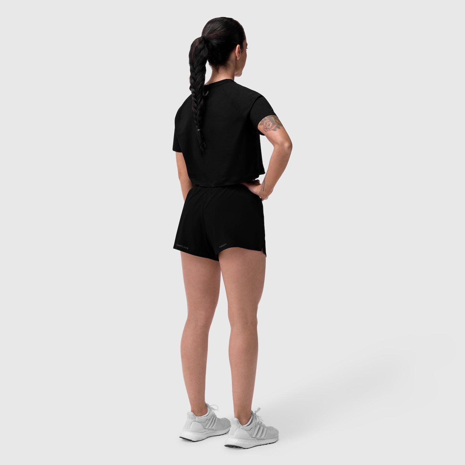 W018. AeroSilver® Cropped Tee Black "ASRV" | ASRV for sale