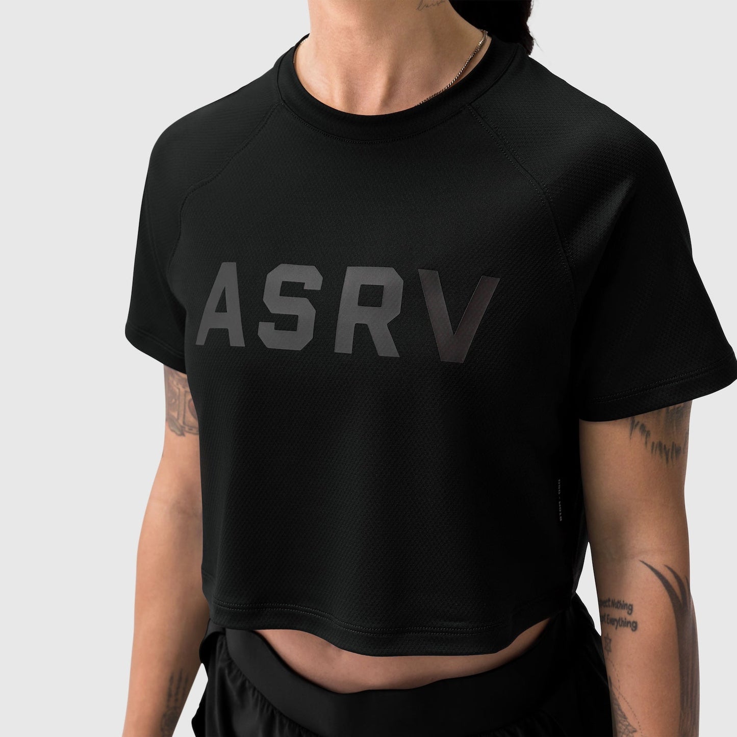 W018. AeroSilver® Cropped Tee Black "ASRV" | ASRV for sale