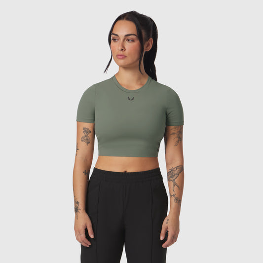 W019. LYCRA® Cropped Tee Sage | ASRV Online