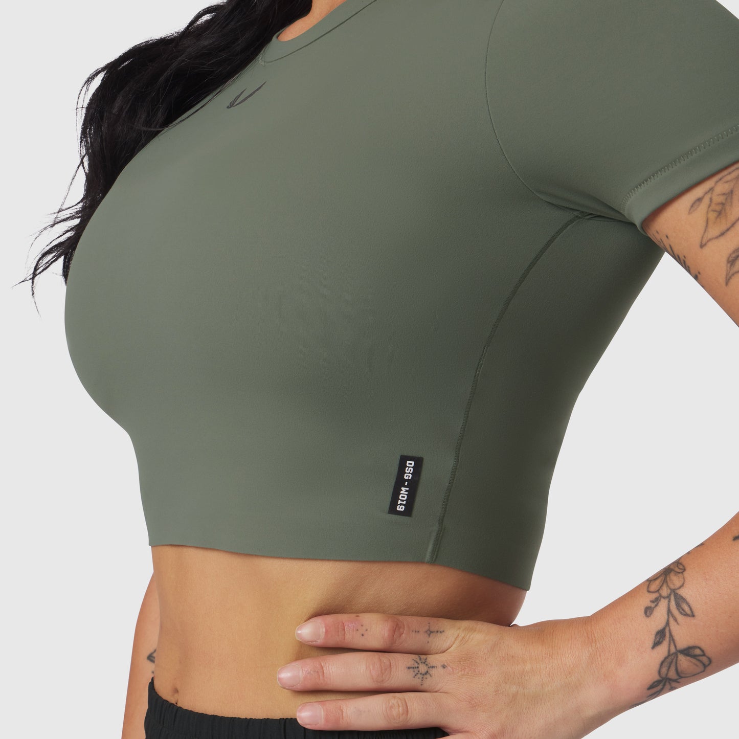 W019. LYCRA® Cropped Tee Sage | ASRV Online