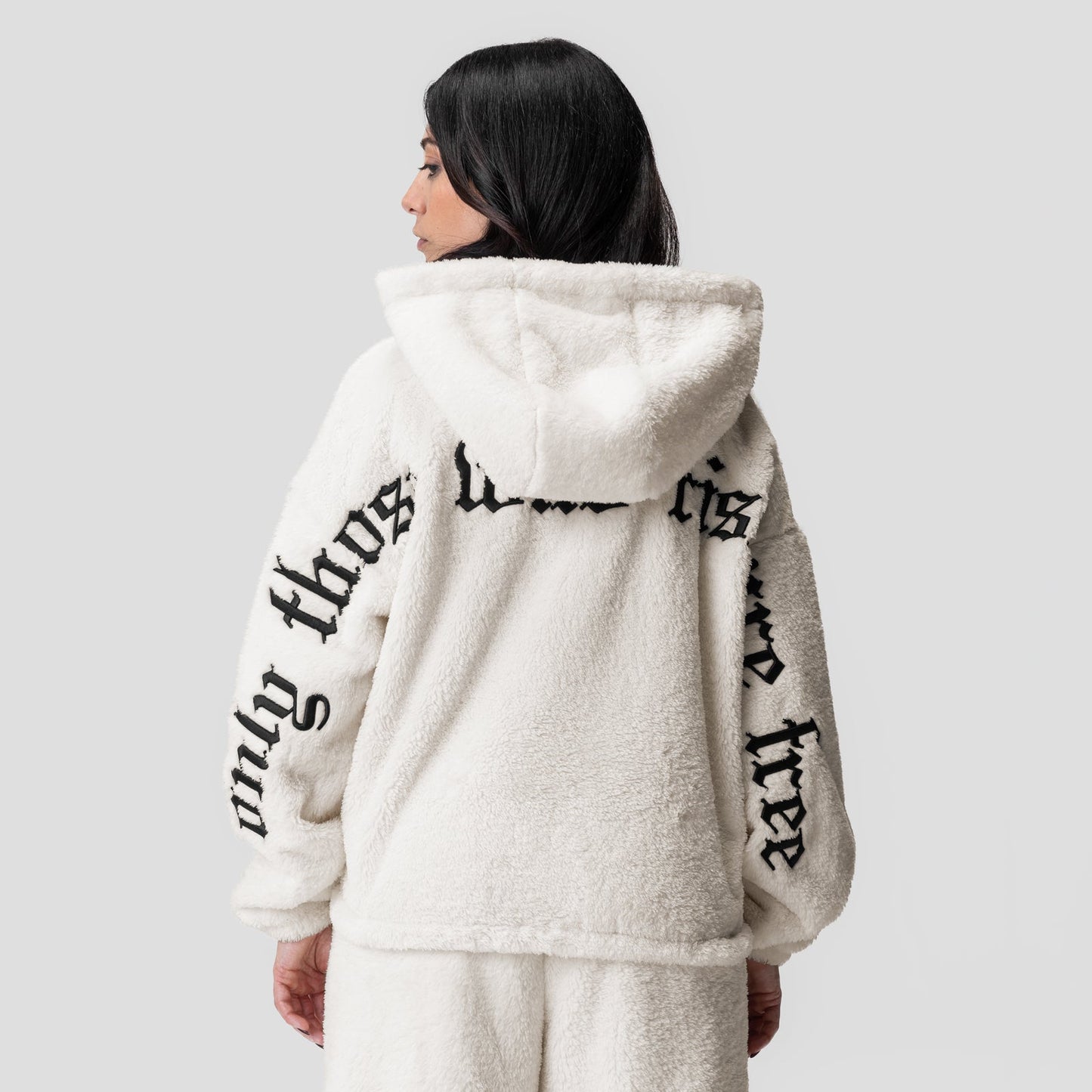 1005. Women's Sherpa Recovery Full Zip Hoodie Ivory Cream/Black | ASRV US