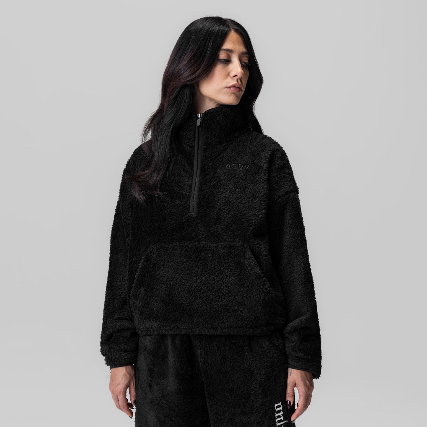 1007. Women's Sherpa Recovery 1/2 Zip Black/White | ASRV sale