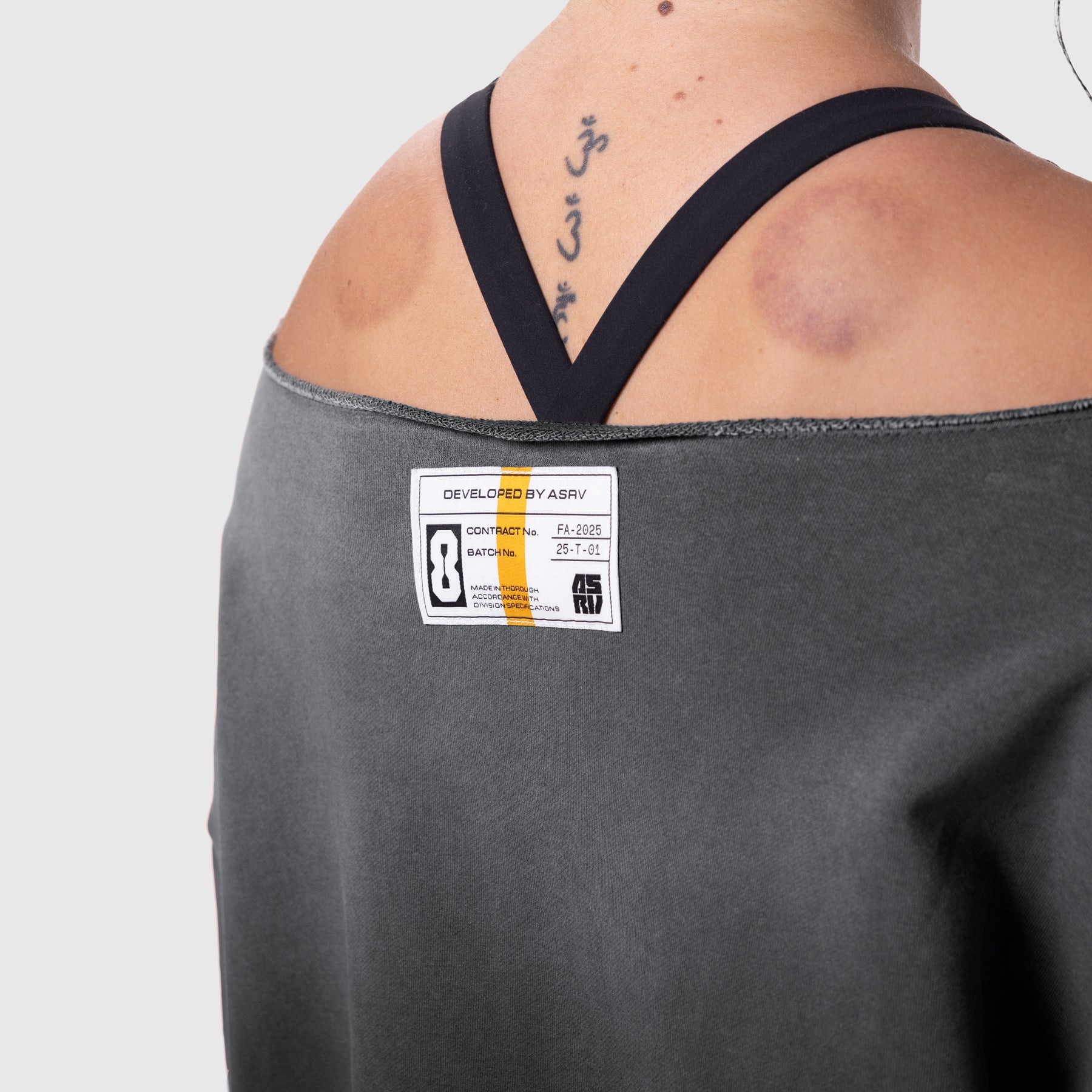 W049. Raw Hem Oversized Crewneck Black Sun Fade | ASRV Discount