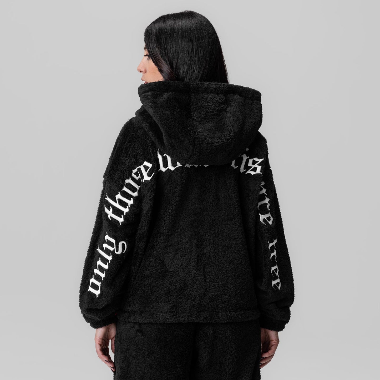 1005. Women's Sherpa Recovery Full Zip Hoodie Black/White | ASRV on sale