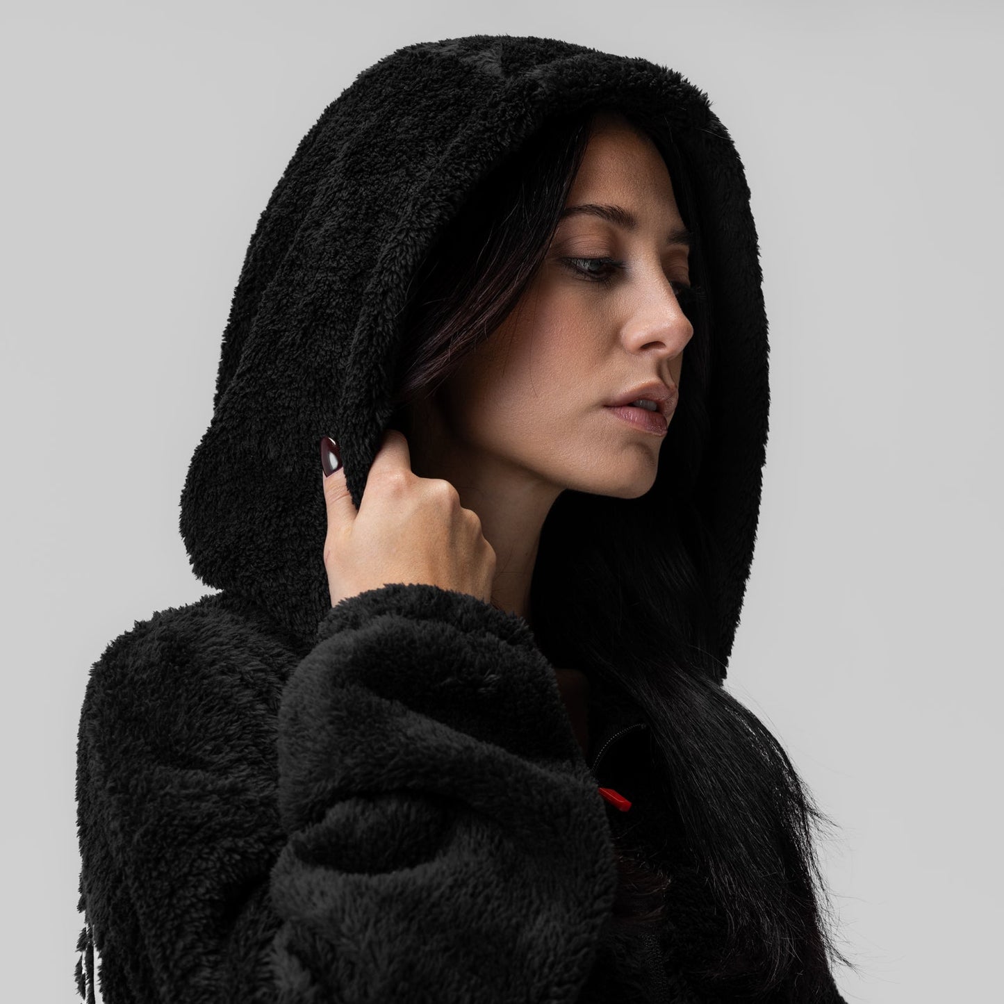 1005. Women's Sherpa Recovery Full Zip Hoodie Black/White | ASRV on sale