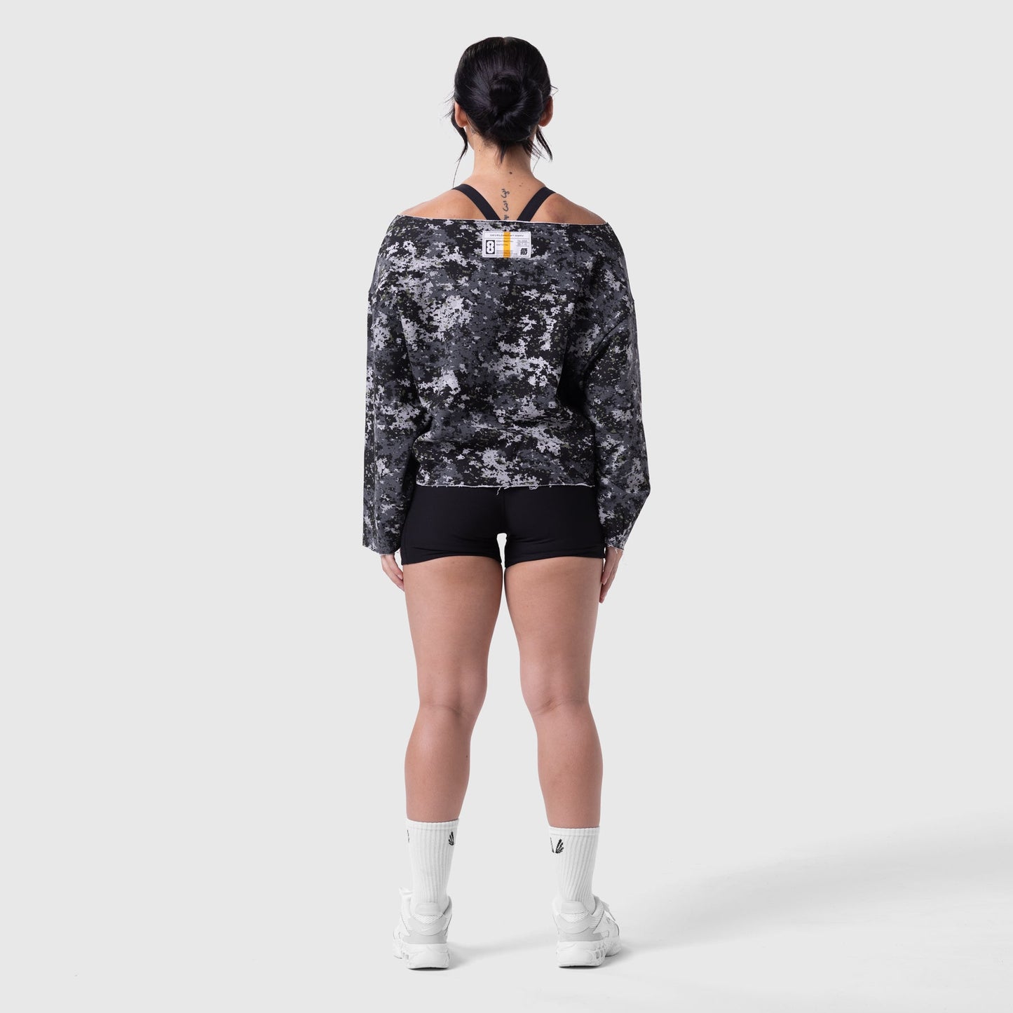 W049. Raw Hem Oversized Crewneck Pixel Camo | ASRV discount