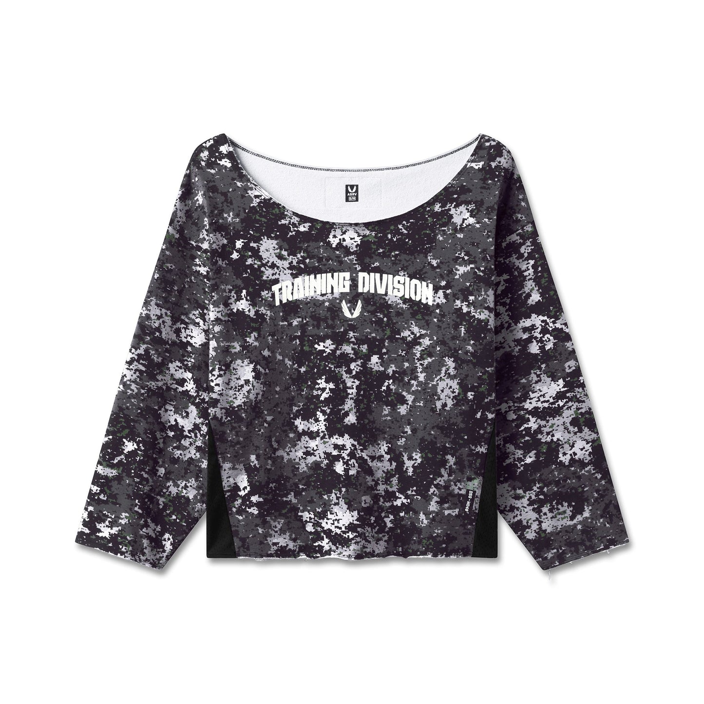 W049. Raw Hem Oversized Crewneck Pixel Camo | ASRV discount