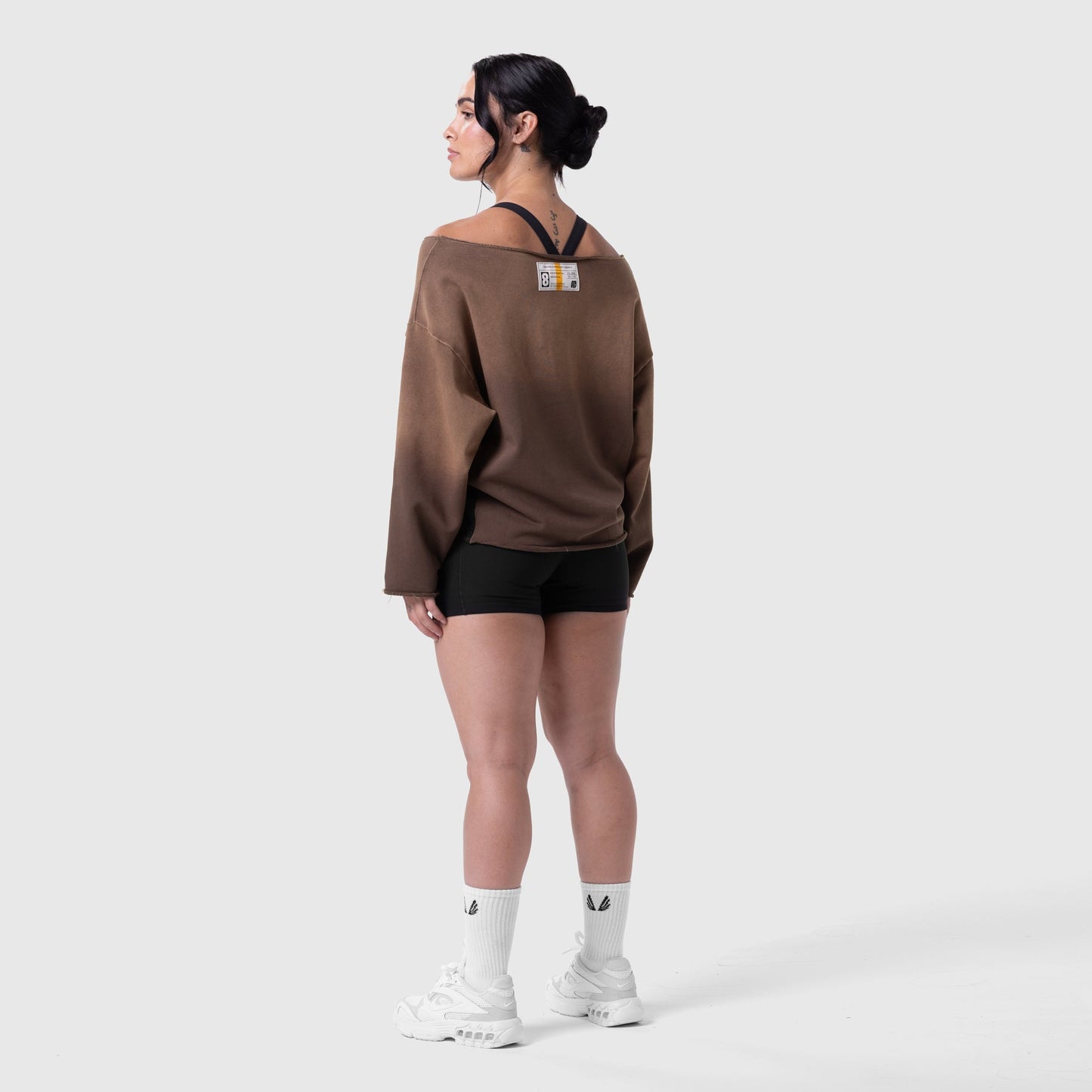 W049. Raw Hem Oversized Crewneck Dark Earth Sun Fade | ASRV Online