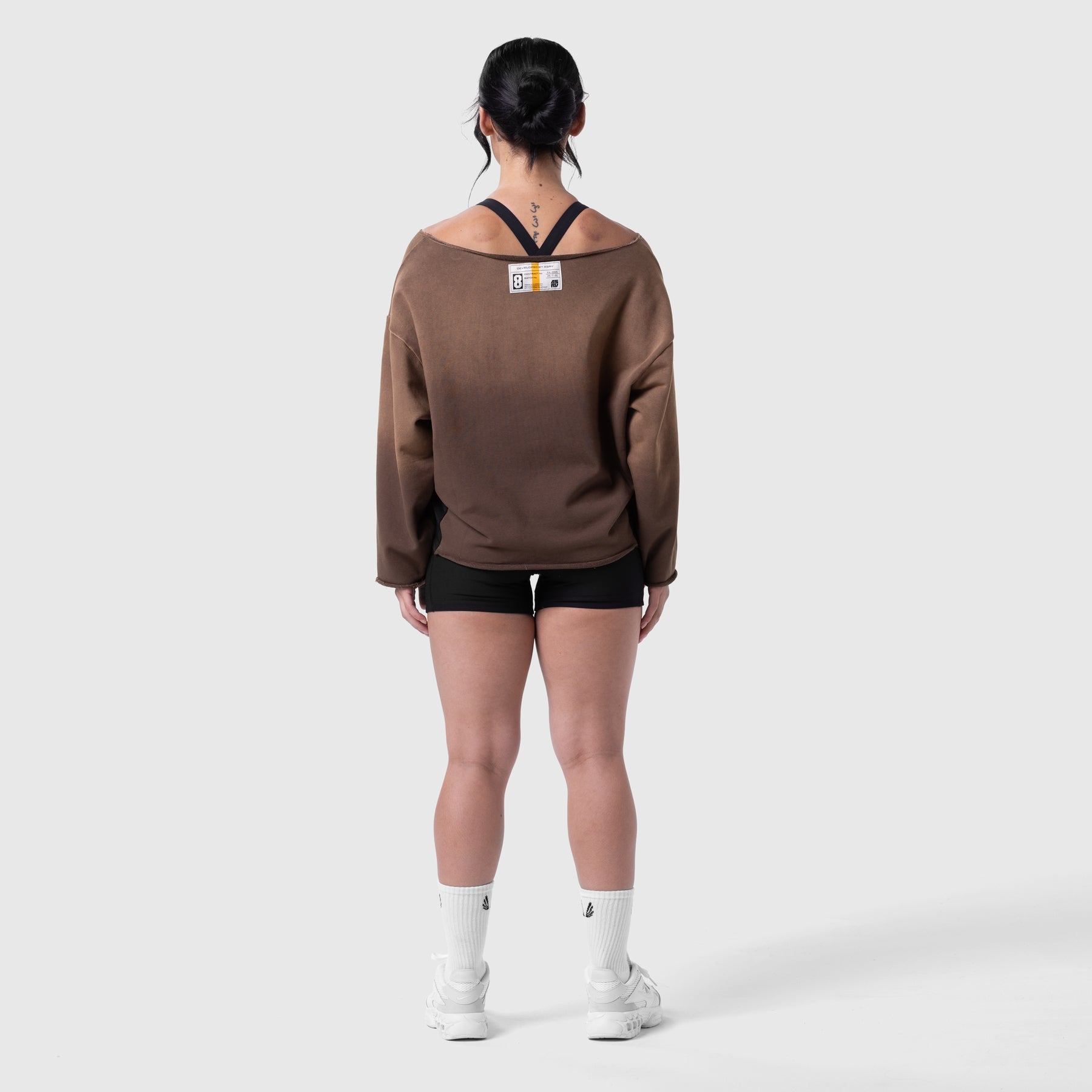 W049. Raw Hem Oversized Crewneck Dark Earth Sun Fade | ASRV Online