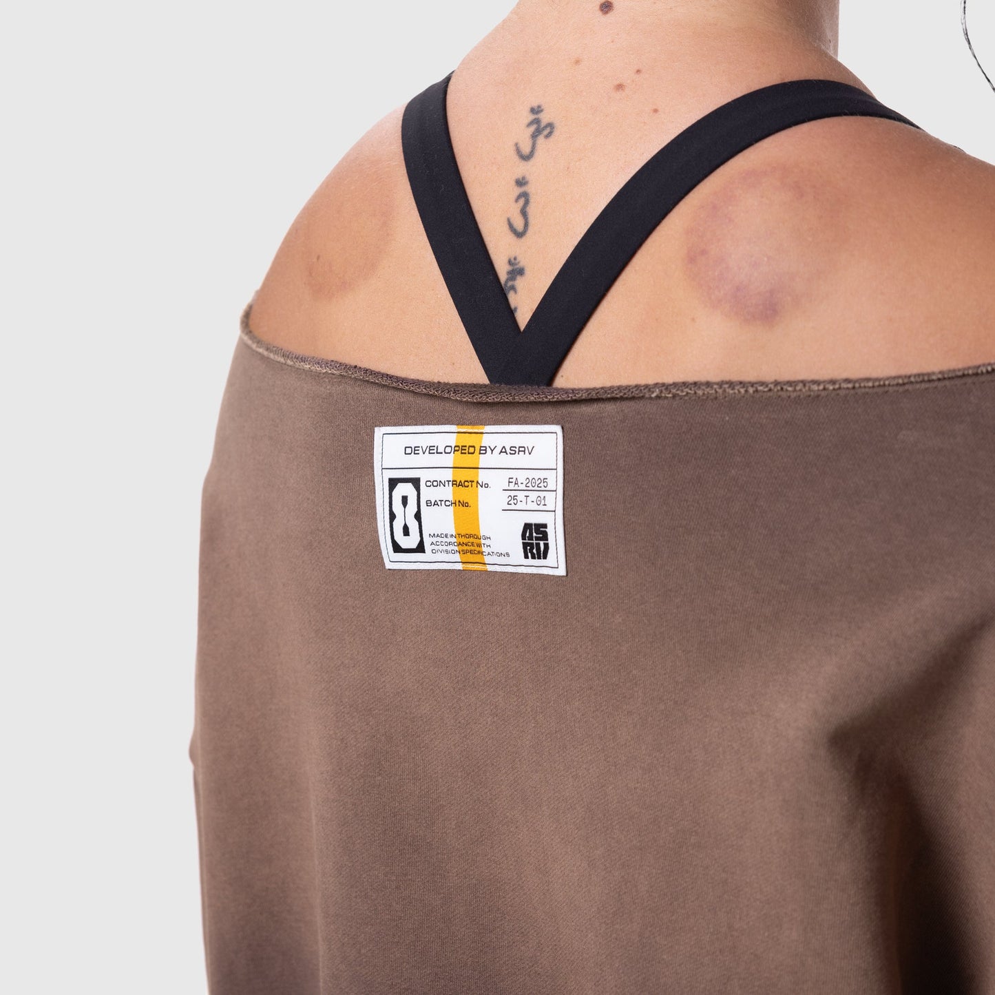 W049. Raw Hem Oversized Crewneck Dark Earth Sun Fade | ASRV Online