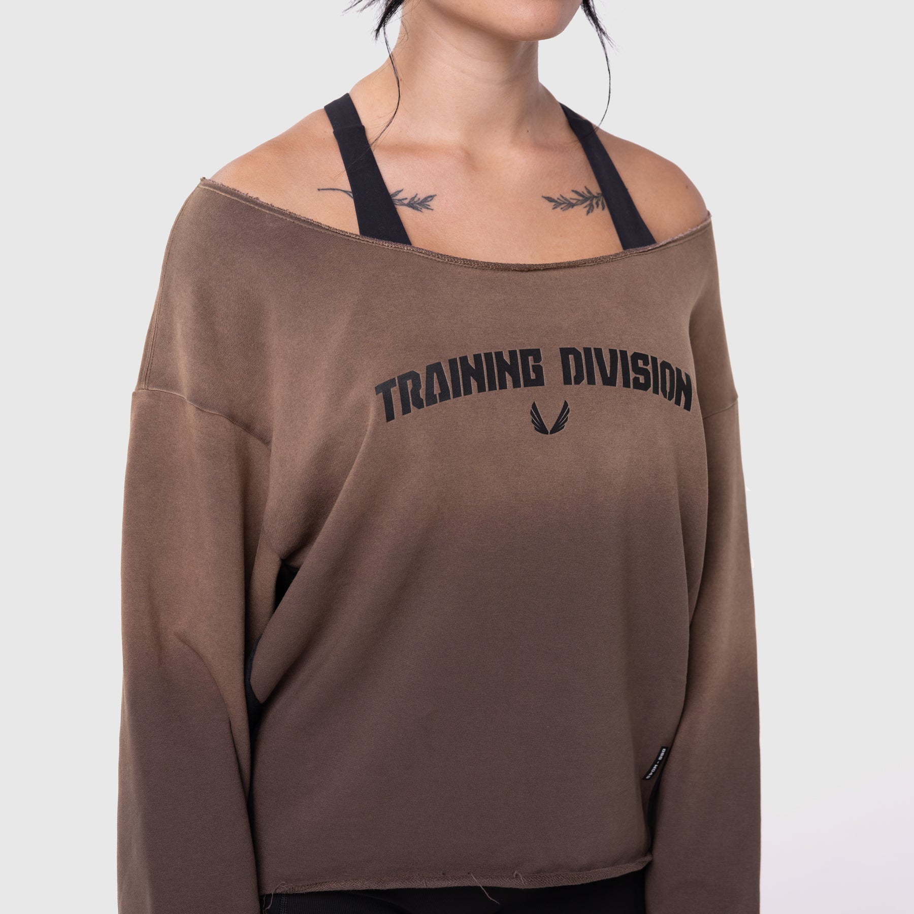 W049. Raw Hem Oversized Crewneck Dark Earth Sun Fade | ASRV Online