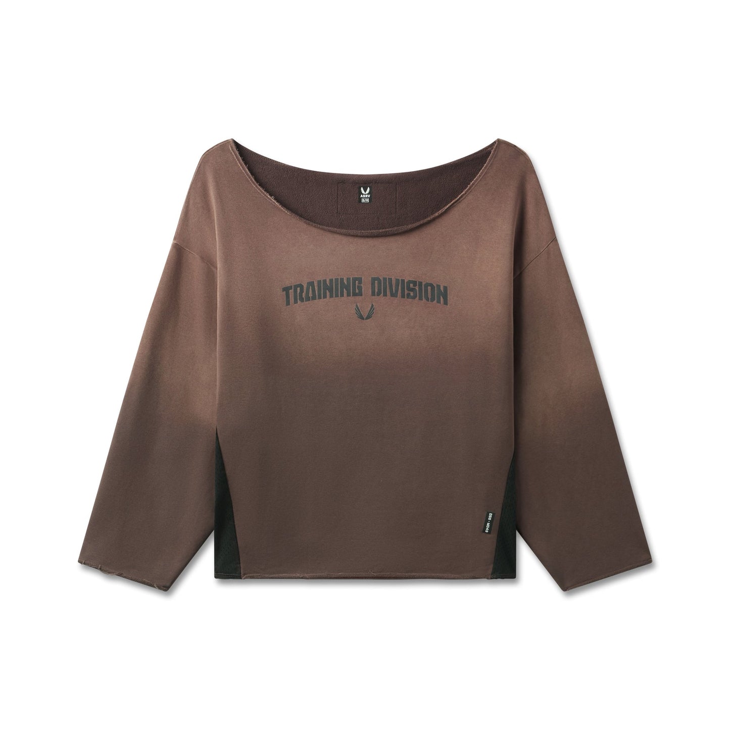 W049. Raw Hem Oversized Crewneck Dark Earth Sun Fade | ASRV Online