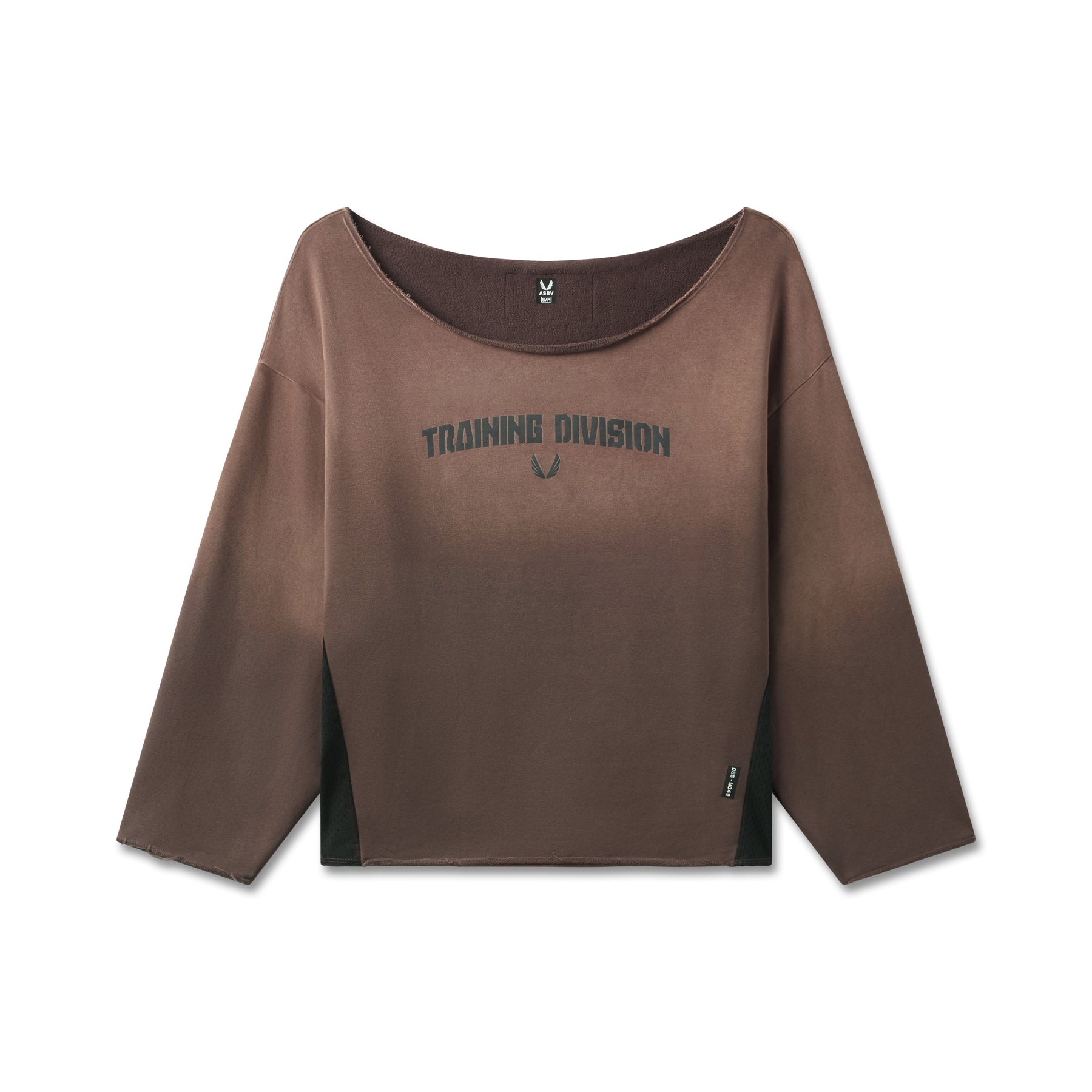 W049. Raw Hem Oversized Crewneck Dark Earth Sun Fade | ASRV Online
