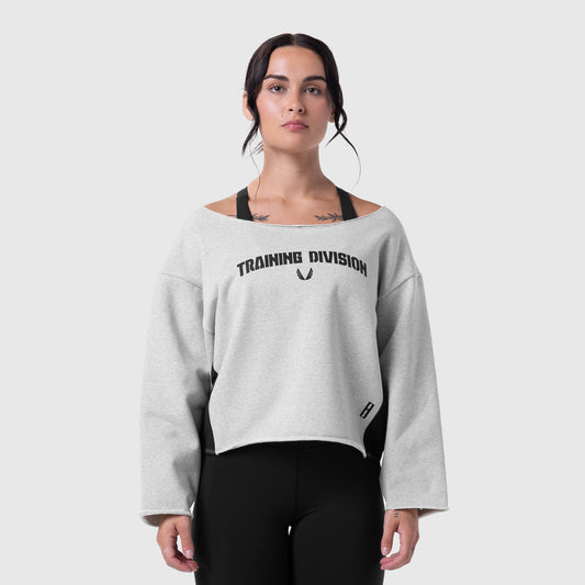 W049. Raw Hem Oversized Crewneck Heather Grey | ASRV Discount