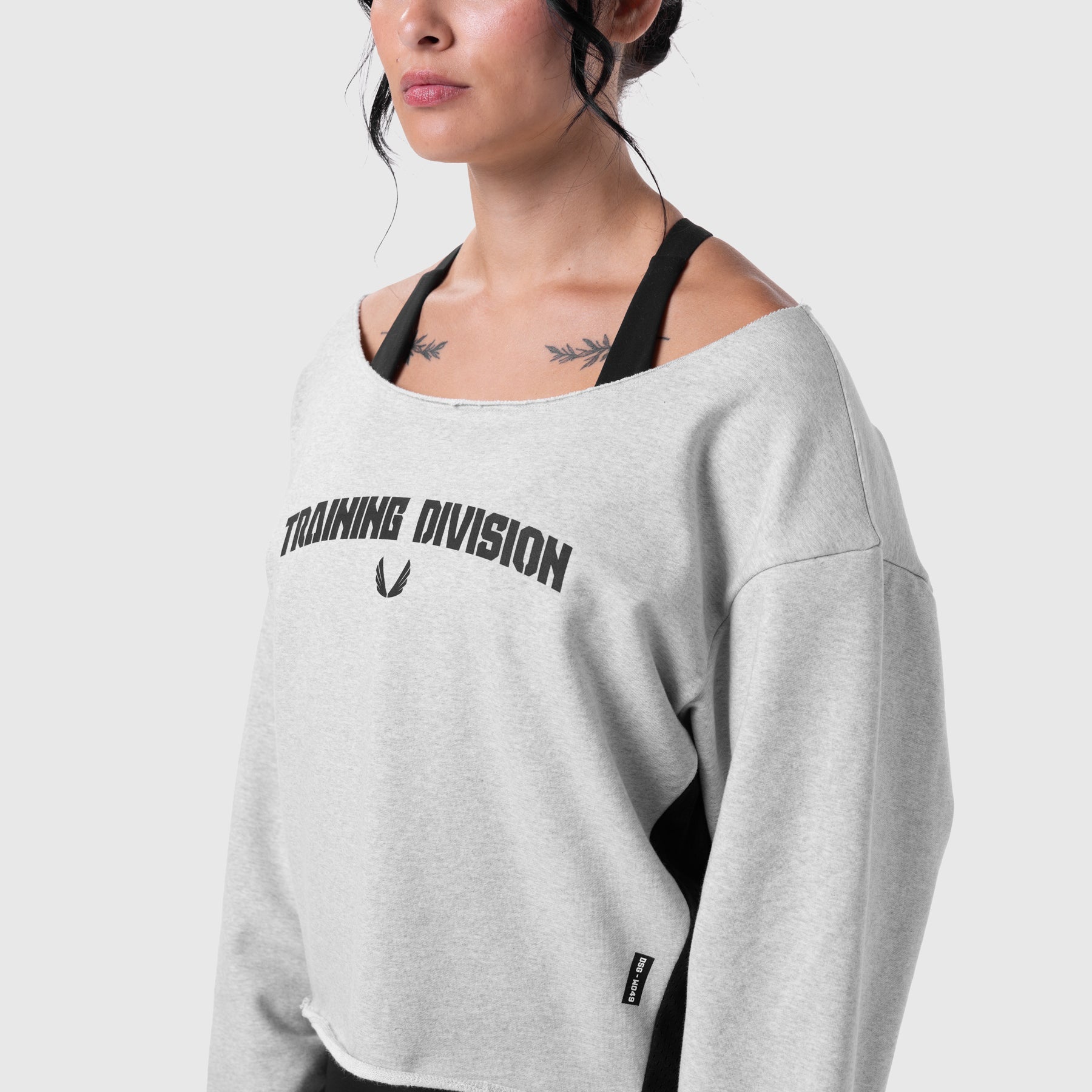 W049. Raw Hem Oversized Crewneck Heather Grey | ASRV Discount