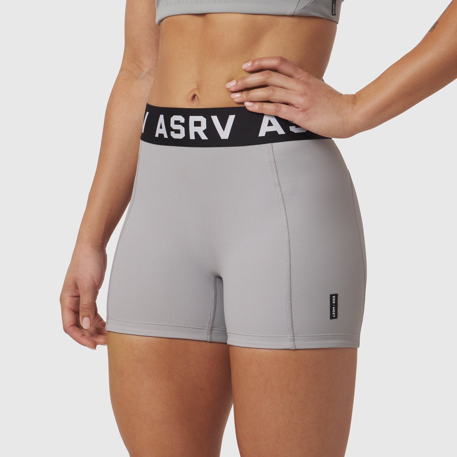 W027. LYCRA® Ribbed Short Slate Grey | ASRV on sale