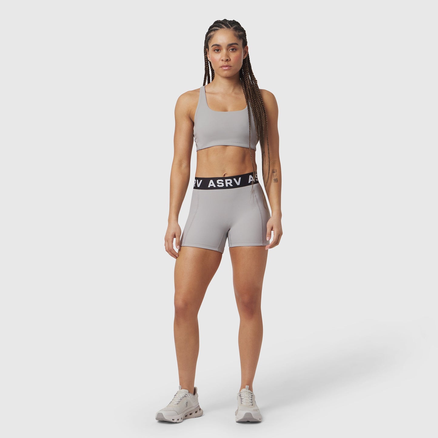 W027. LYCRA® Ribbed Short Slate Grey | ASRV on sale