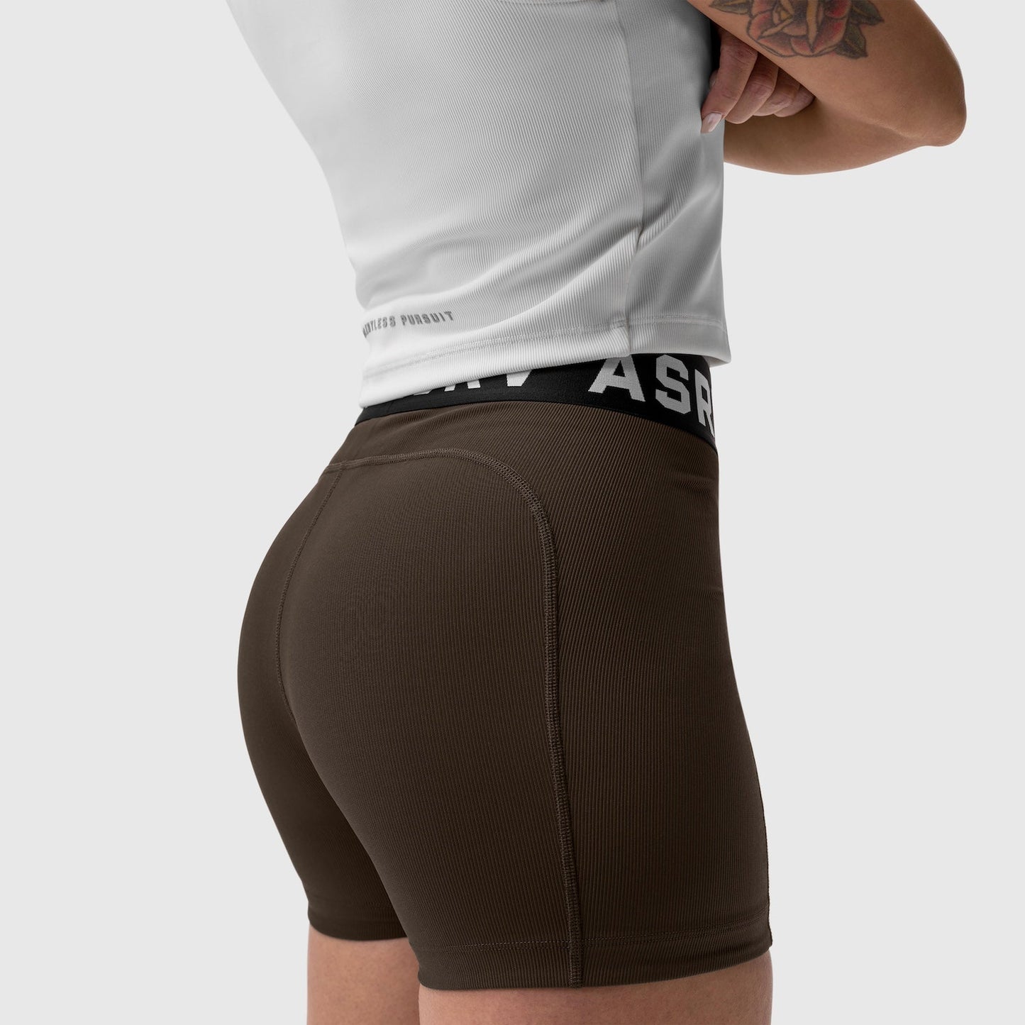 W027. LYCRA® Ribbed Short Dark Earth | ASRV Discount