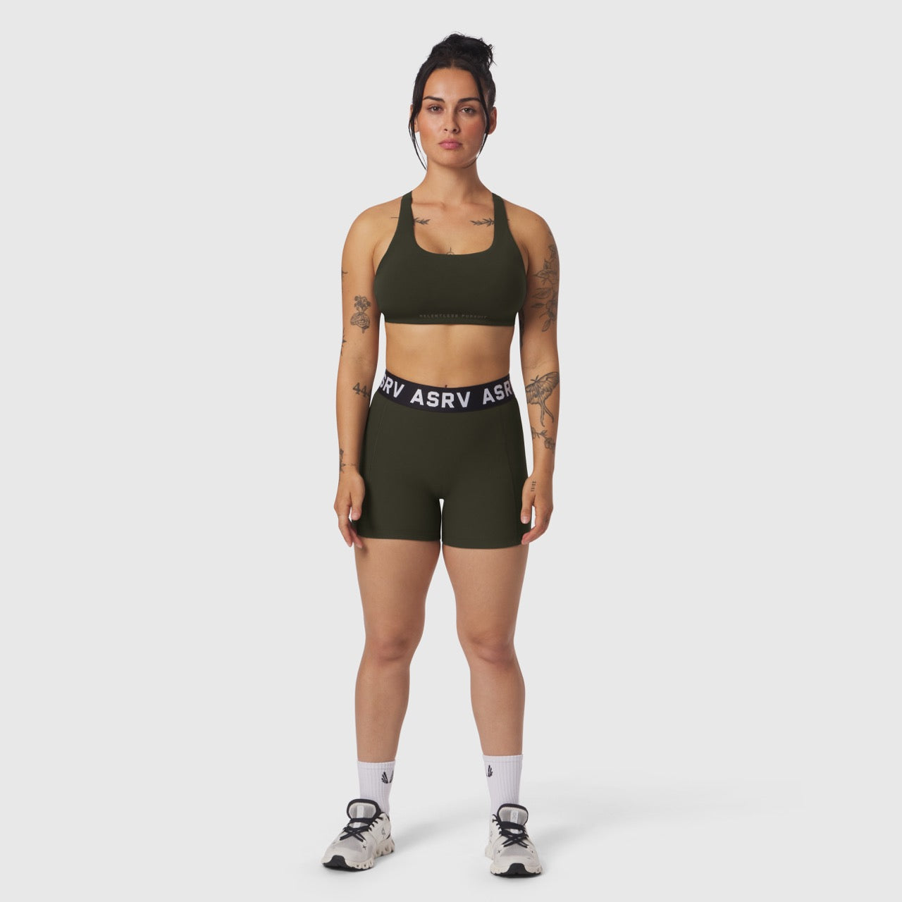 W027. LYCRA® Ribbed Short Dark Earth | ASRV Discount