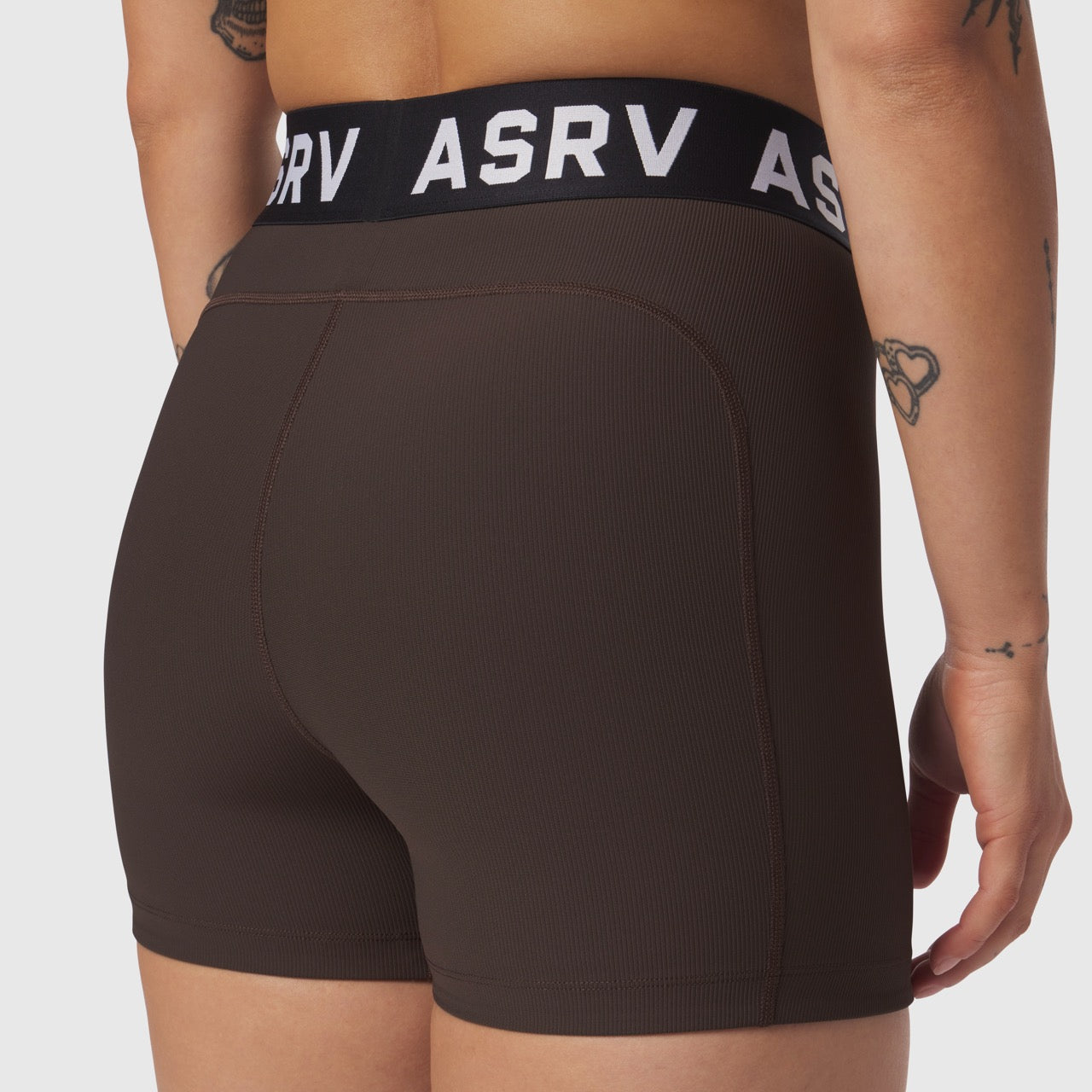 W027. LYCRA® Ribbed Short Dark Earth | ASRV Discount