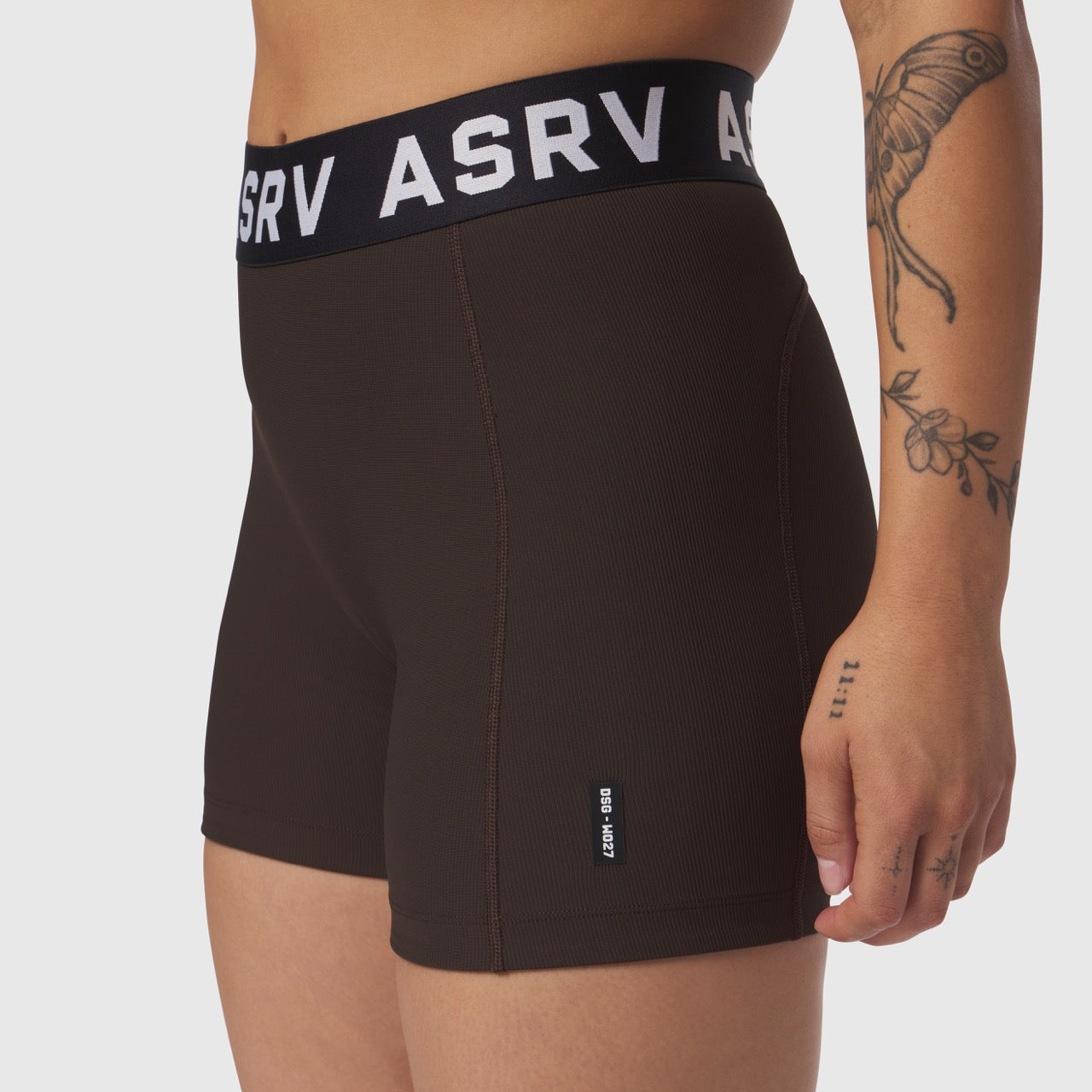 W027. LYCRA® Ribbed Short Dark Earth | ASRV Discount
