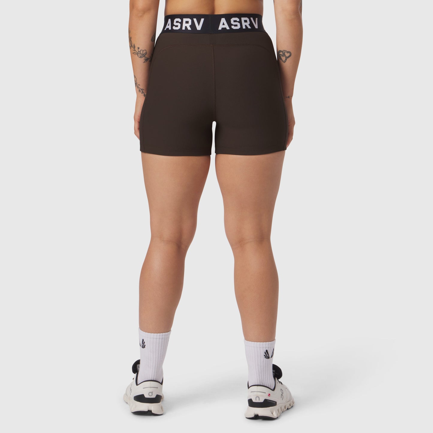 W027. LYCRA® Ribbed Short Dark Earth | ASRV Discount