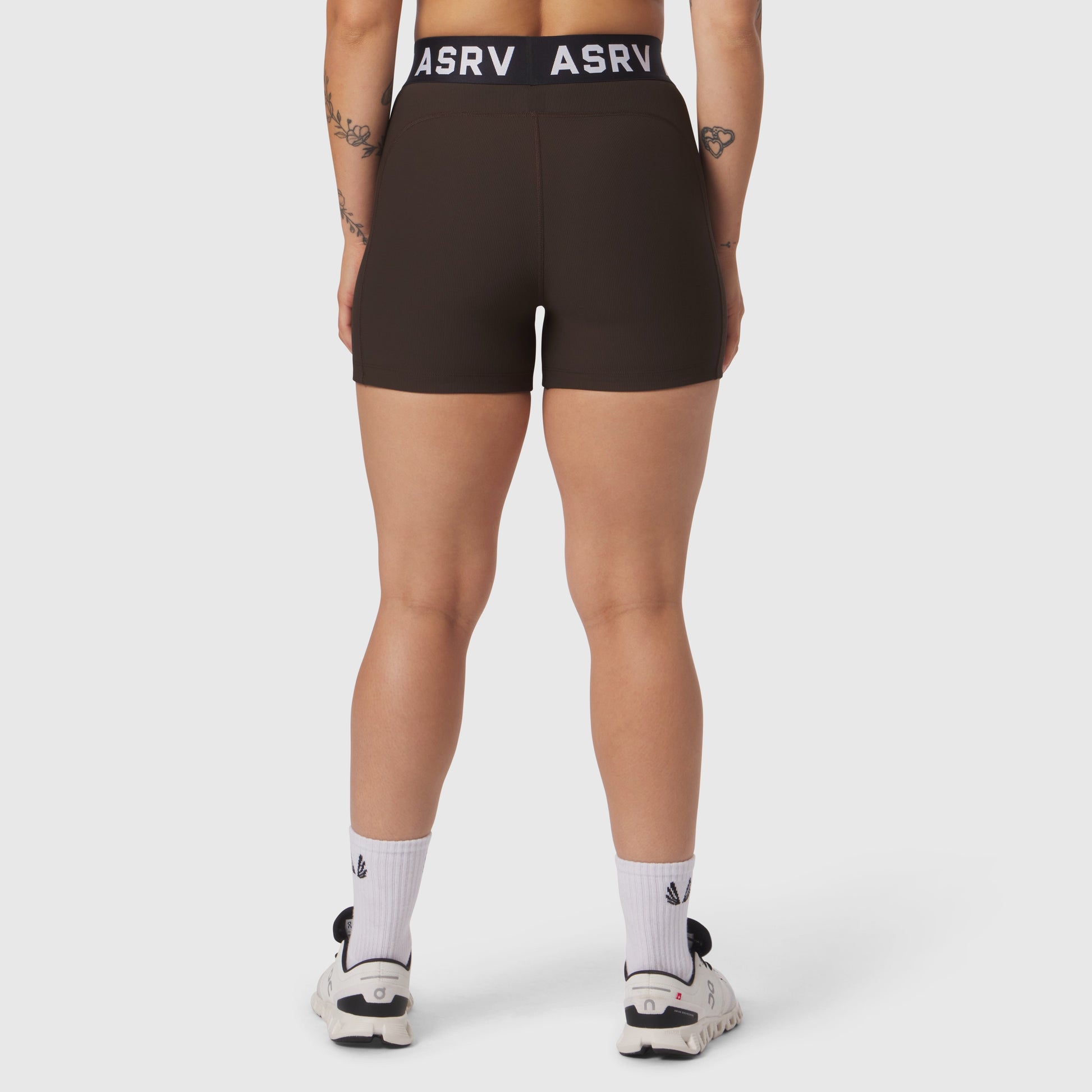 W027. LYCRA® Ribbed Short Dark Earth | ASRV Discount