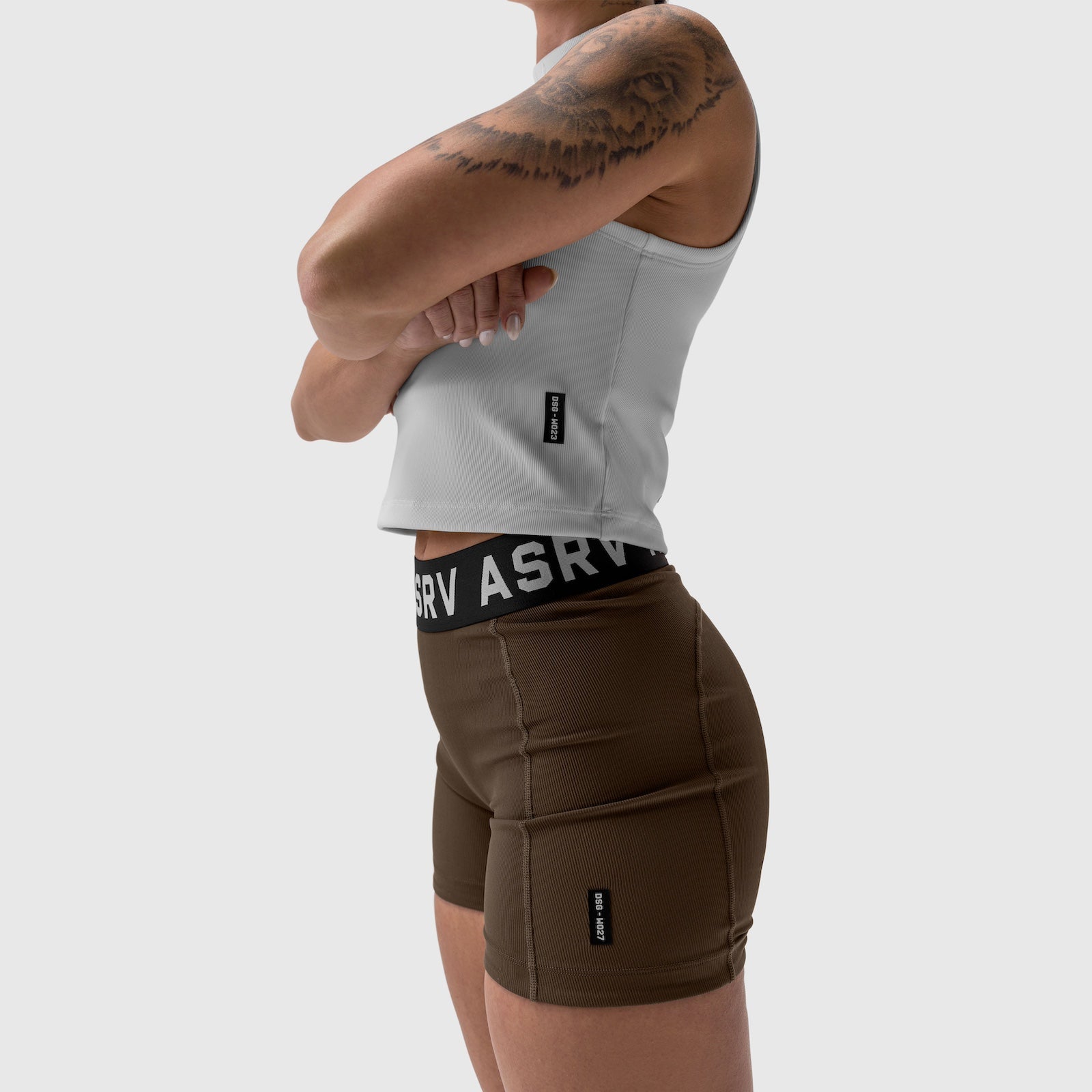 W027. LYCRA® Ribbed Short Dark Earth | ASRV Discount