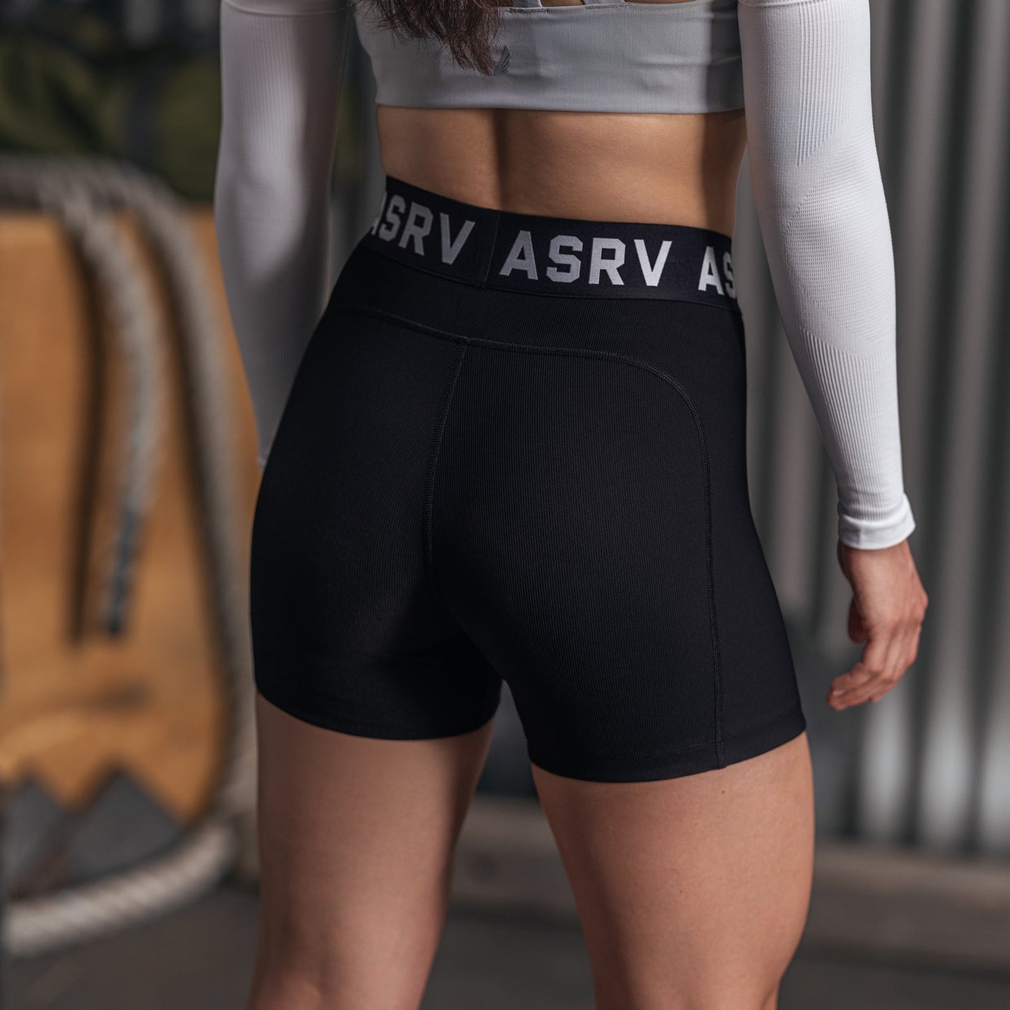W027. LYCRA® Ribbed Short Black | ASRV for sale