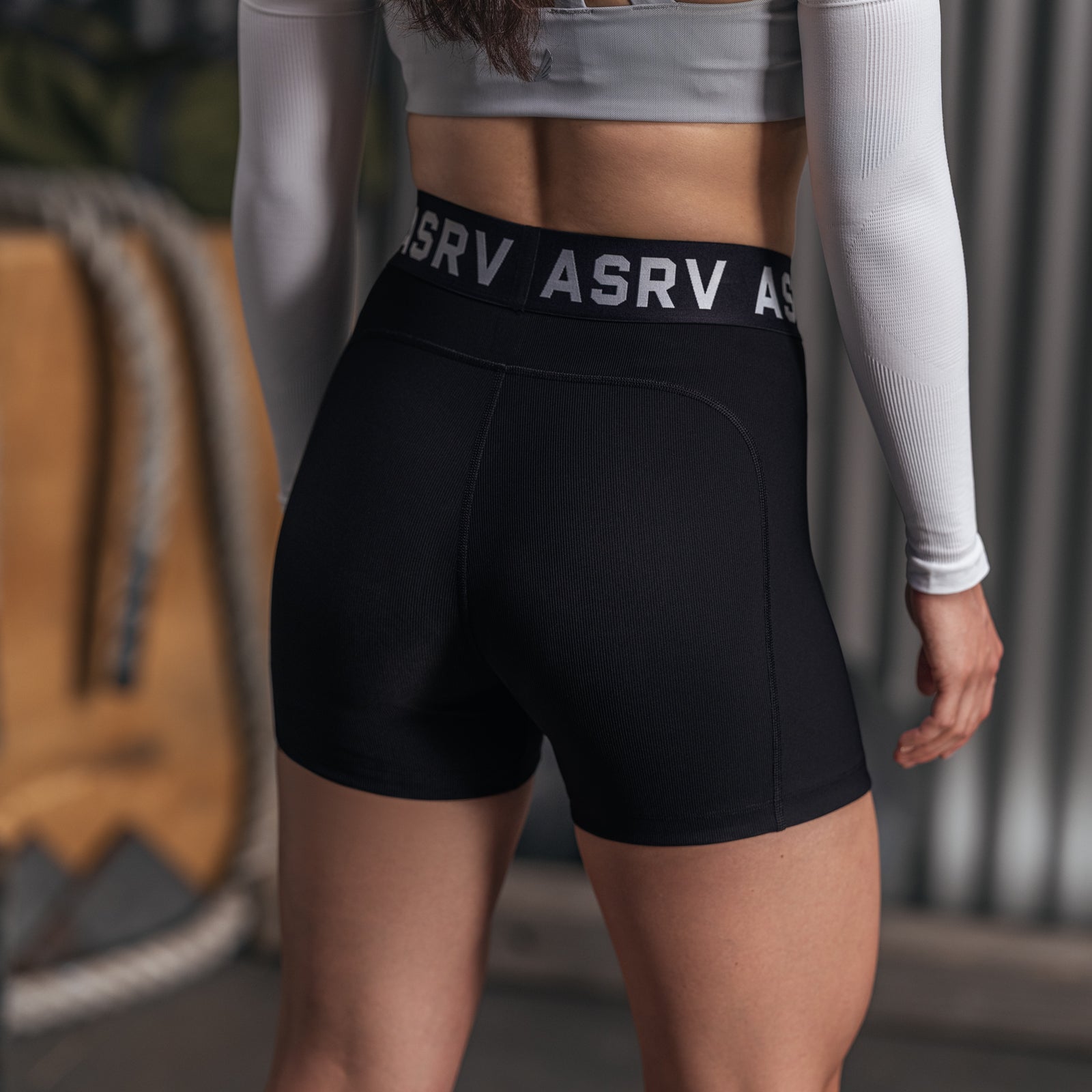 W027. LYCRA® Ribbed Short Black | ASRV for sale