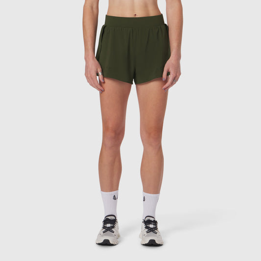 W026. Aerotex™ Side Split Run Short Olive | ASRV near me