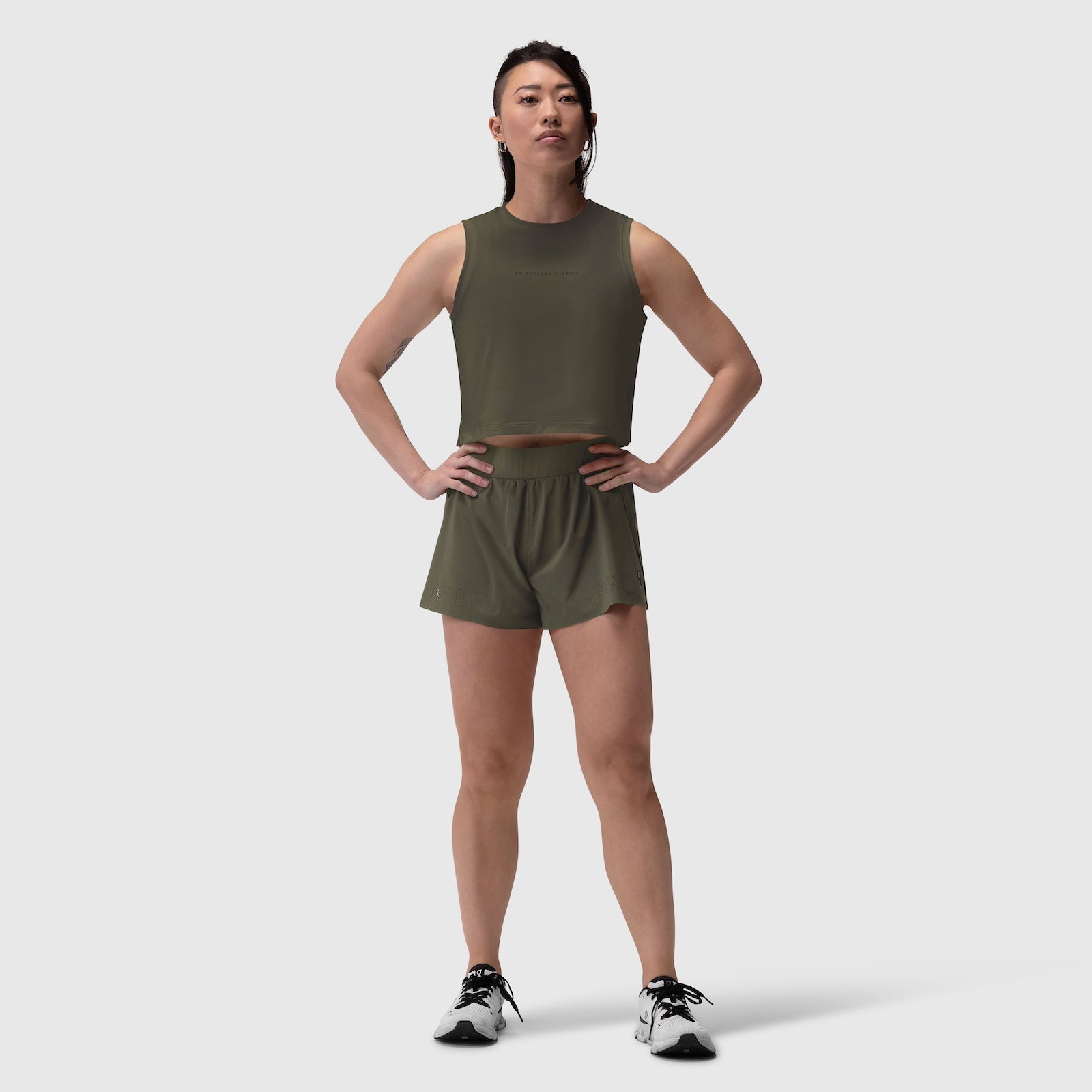 W026. Aerotex™ Side Split Run Short Olive | ASRV near me