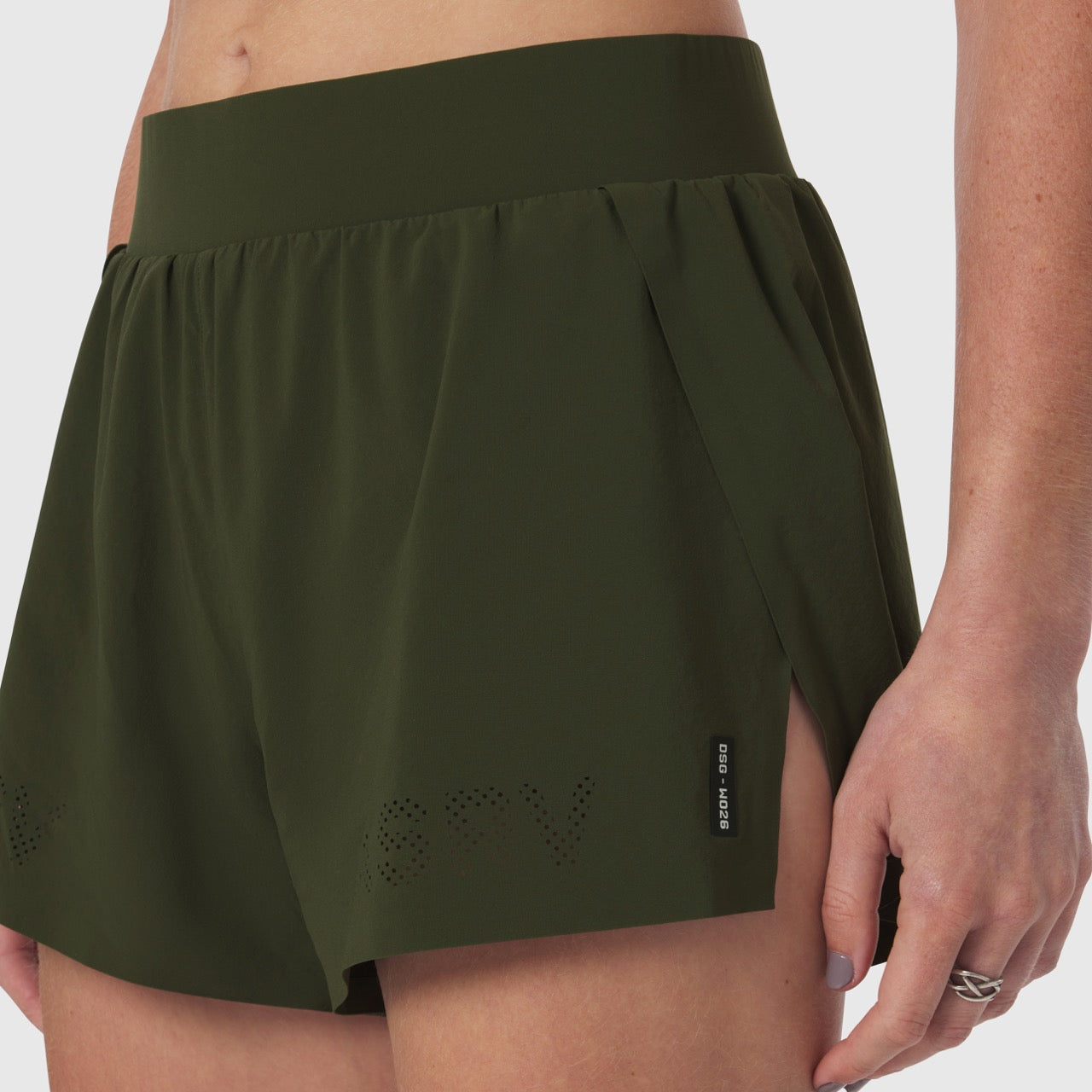 W026. Aerotex™ Side Split Run Short Olive | ASRV near me