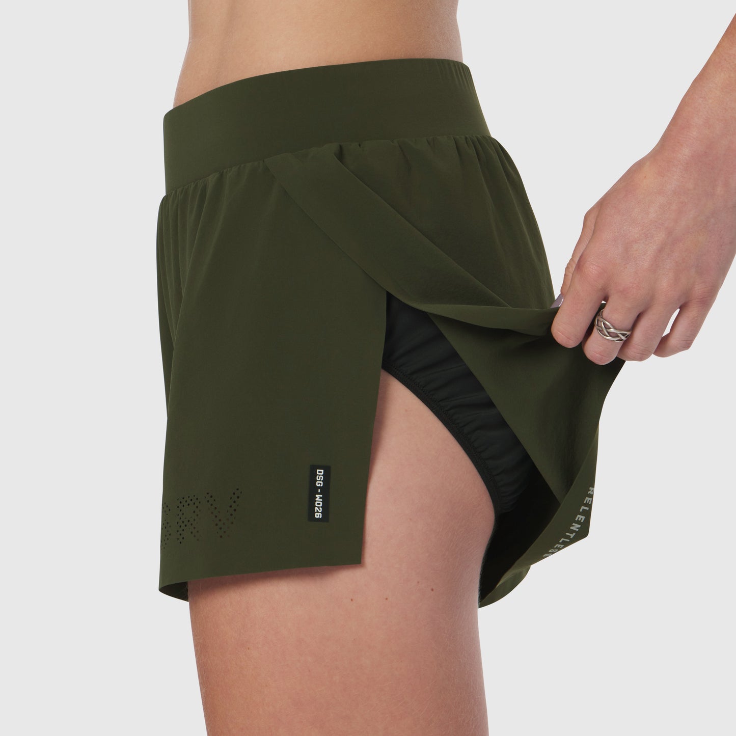 W026. Aerotex™ Side Split Run Short Olive | ASRV near me
