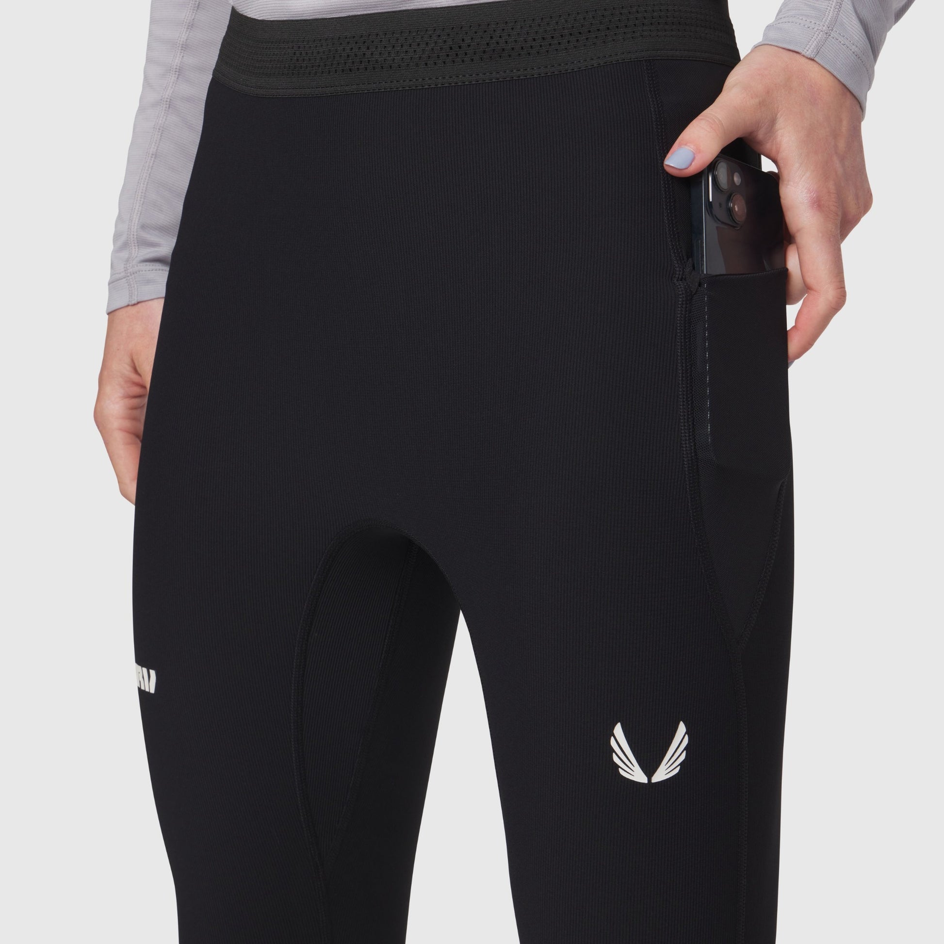 W055. Lycra® Ribbed Running Tight Black | ASRV on sale