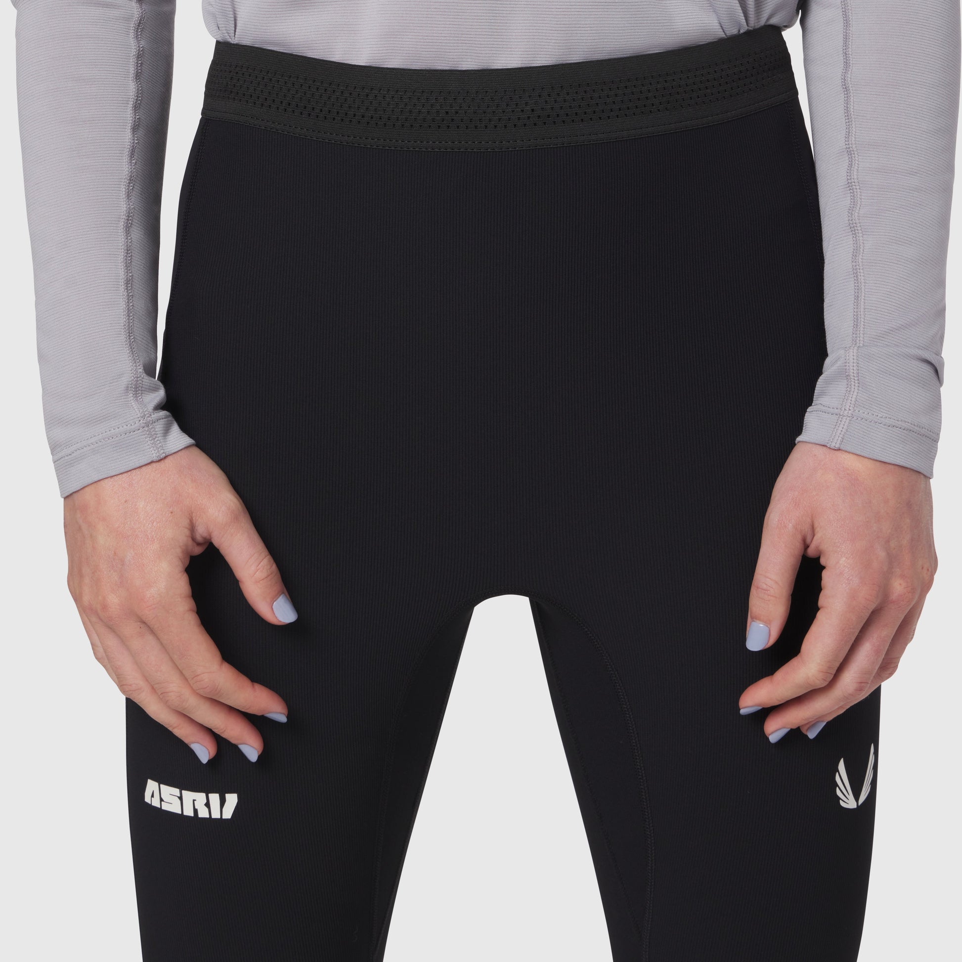 W055. Lycra® Ribbed Running Tight Black | ASRV on sale