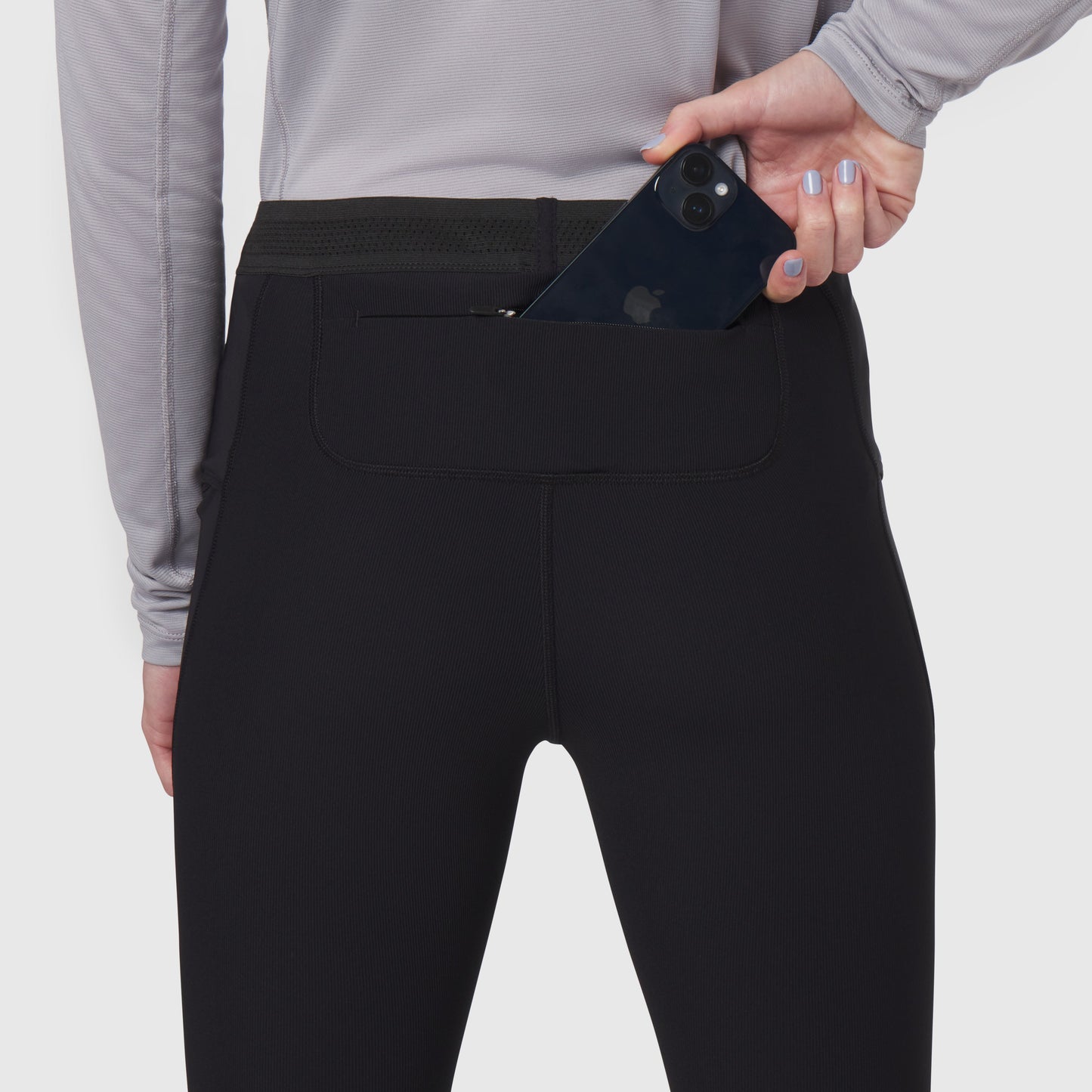 W055. Lycra® Ribbed Running Tight Black | ASRV on sale