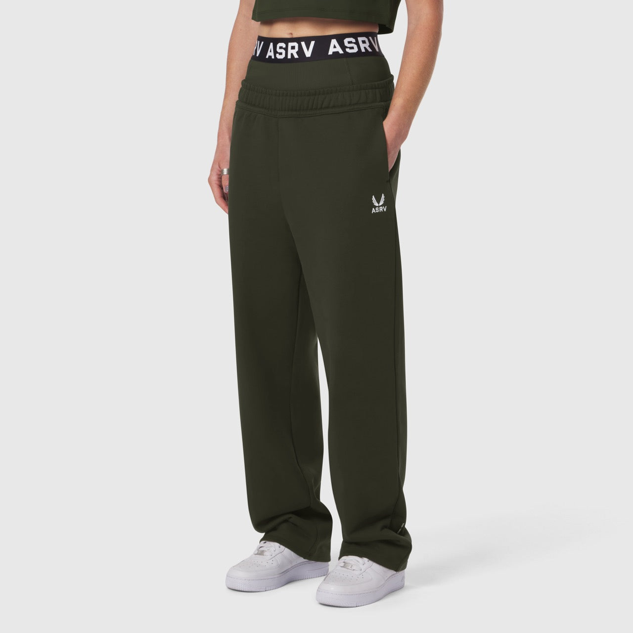 W034. Sorona® Terry Straight Leg Sweats Olive | ASRV US
