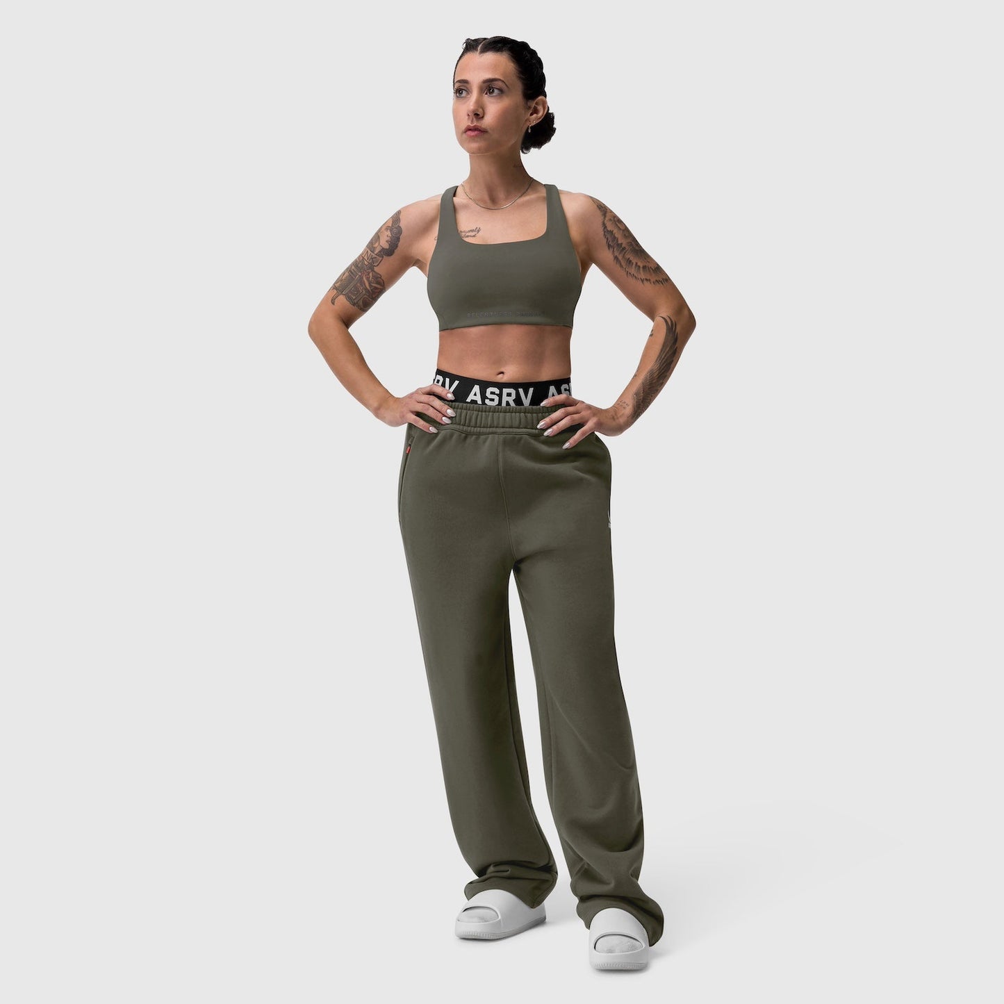 W034. Sorona® Terry Straight Leg Sweats Olive | ASRV US