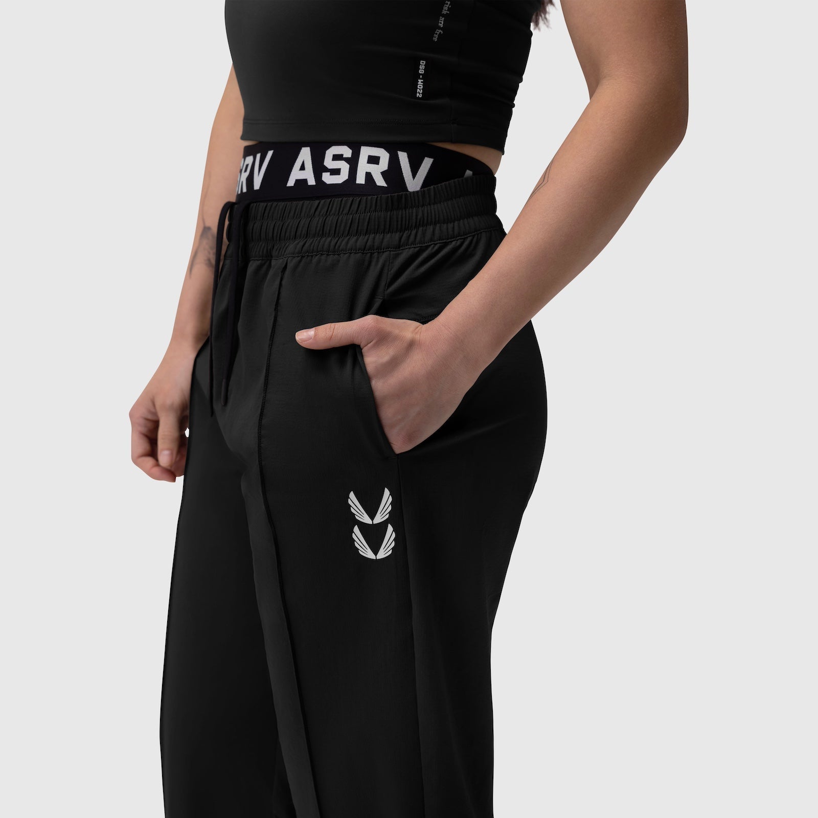 W036. Ripstop Relaxed Track Pant Black | ASRV discount