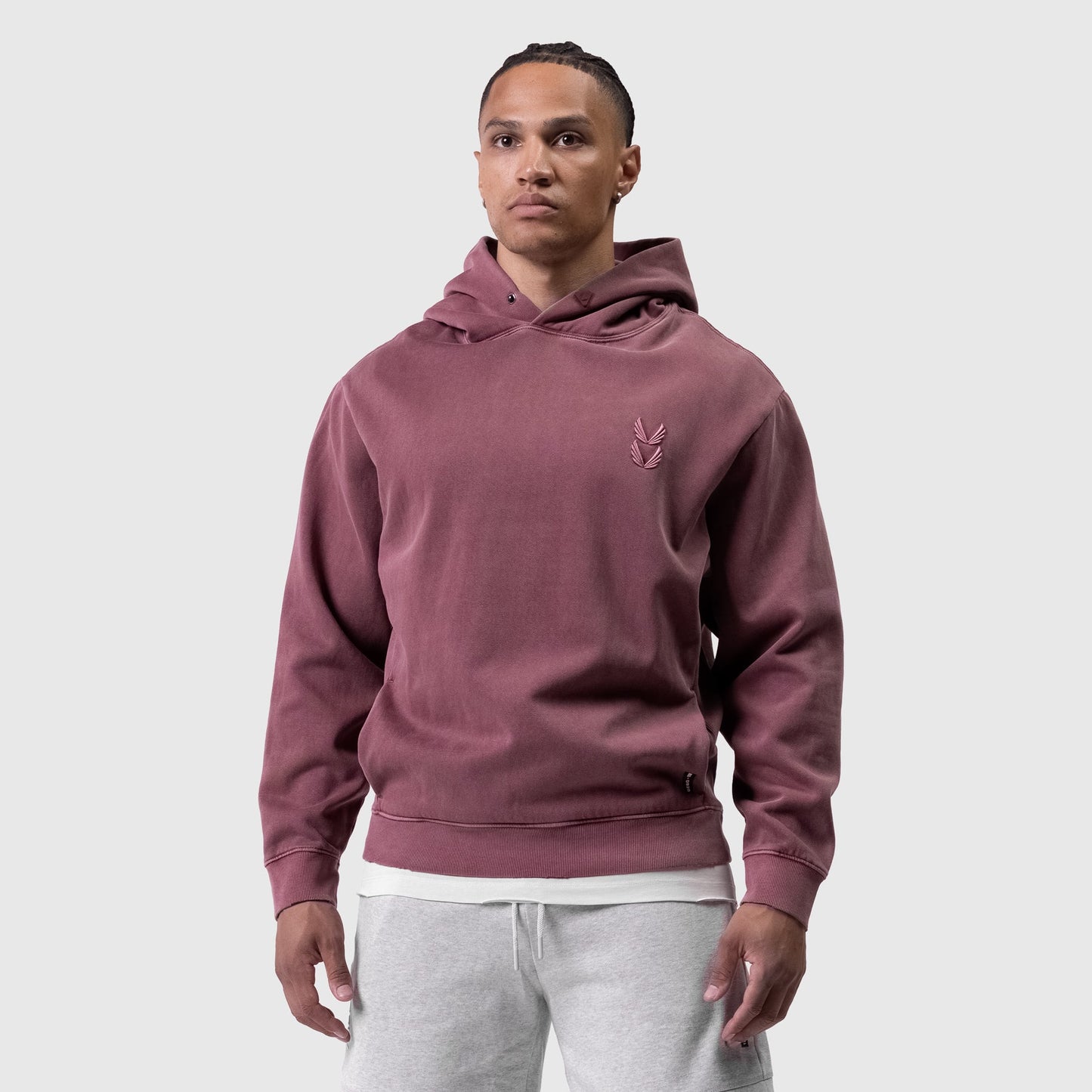 0920. Tech Essential™ Distressed Hoodie Faded Crimson | ASRV US