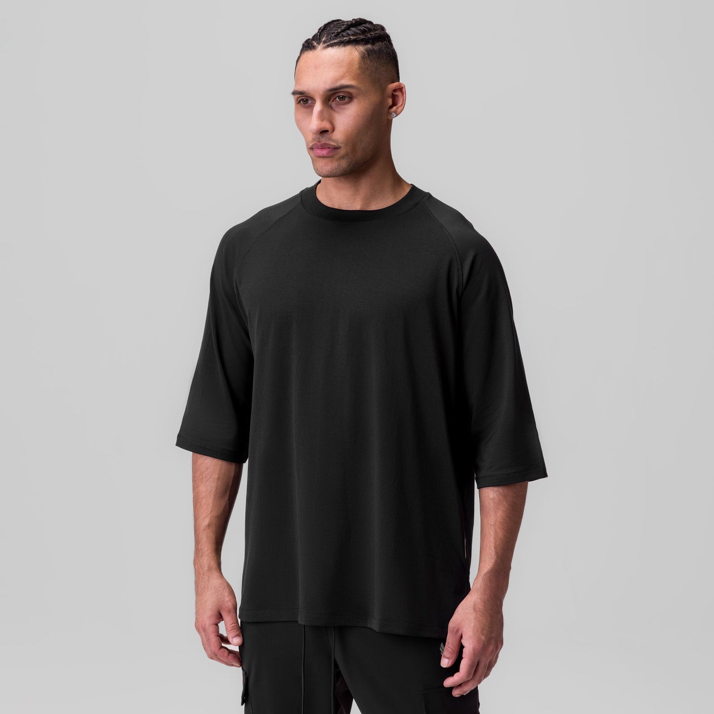 1086. Supima® 3/4-Sleeve Oversized Tee Black | ASRV for sale
