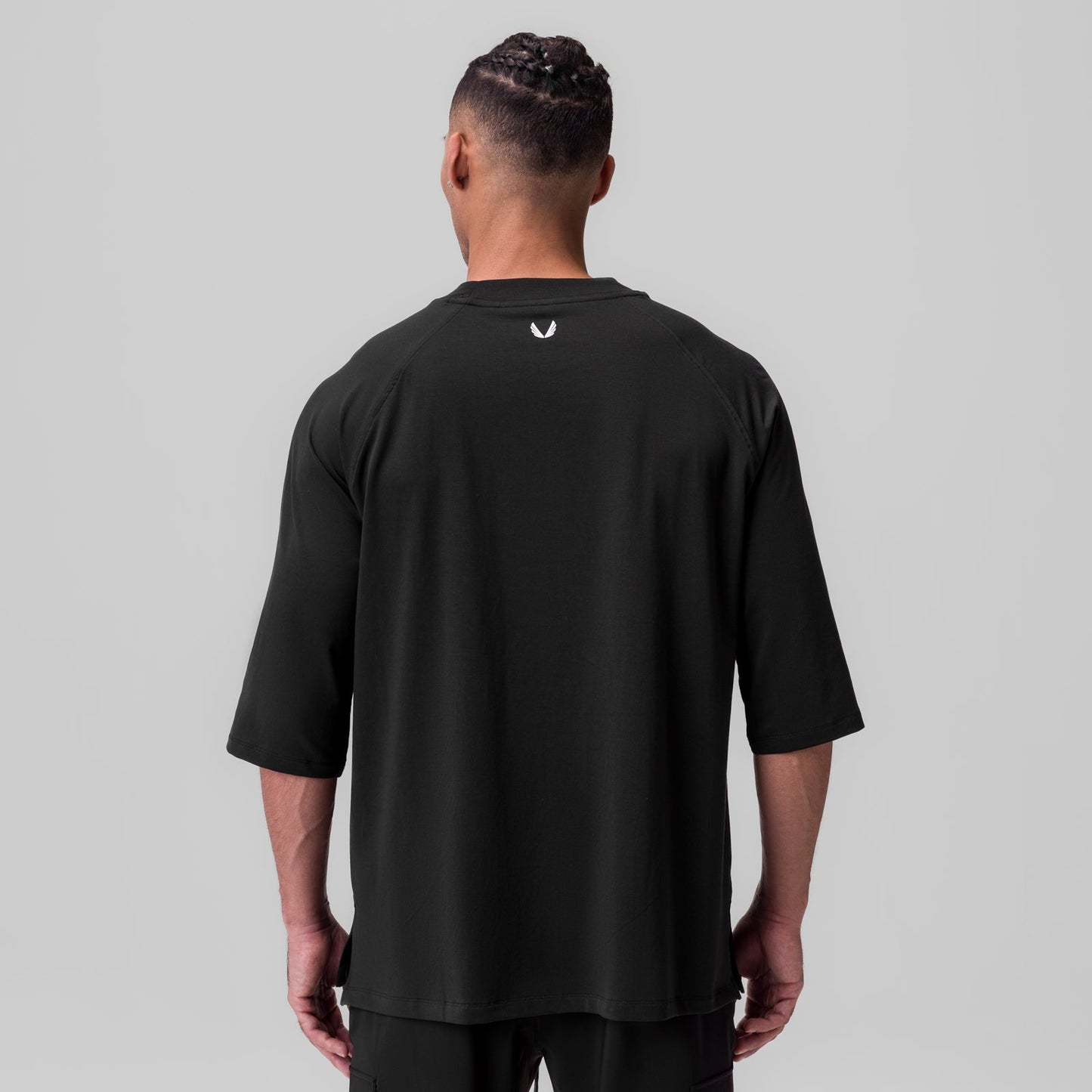 1086. Supima® 3/4-Sleeve Oversized Tee Black | ASRV for sale