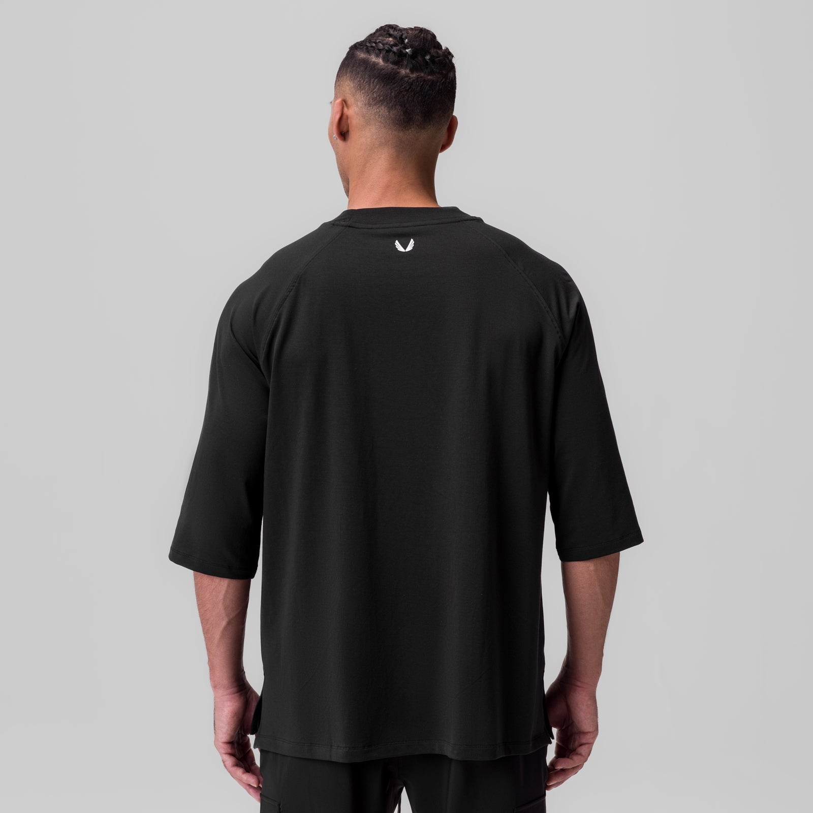 1086. Supima® 3/4-Sleeve Oversized Tee Black | ASRV for sale