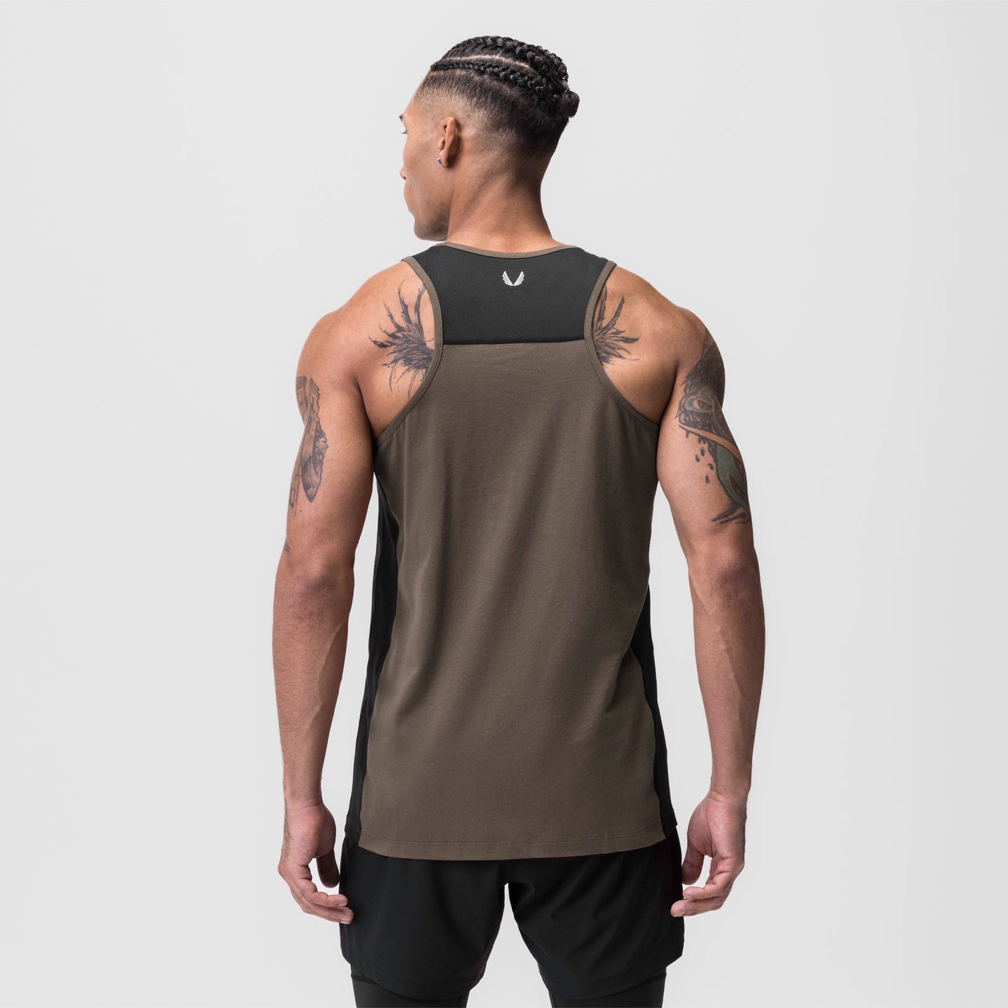 0809. Supima® Mesh Panel Training Singlet - Deep Taupe | ASRV Discount