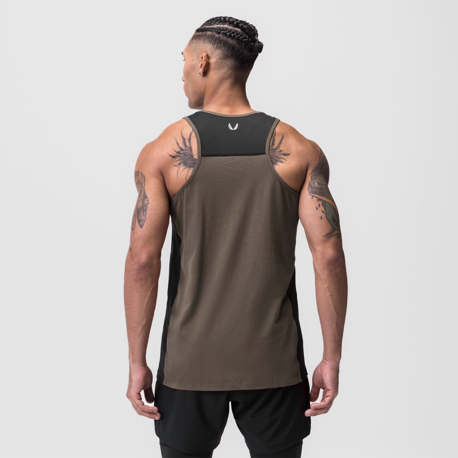 0809. Supima® Mesh Panel Training Singlet - Deep Taupe | ASRV Discount